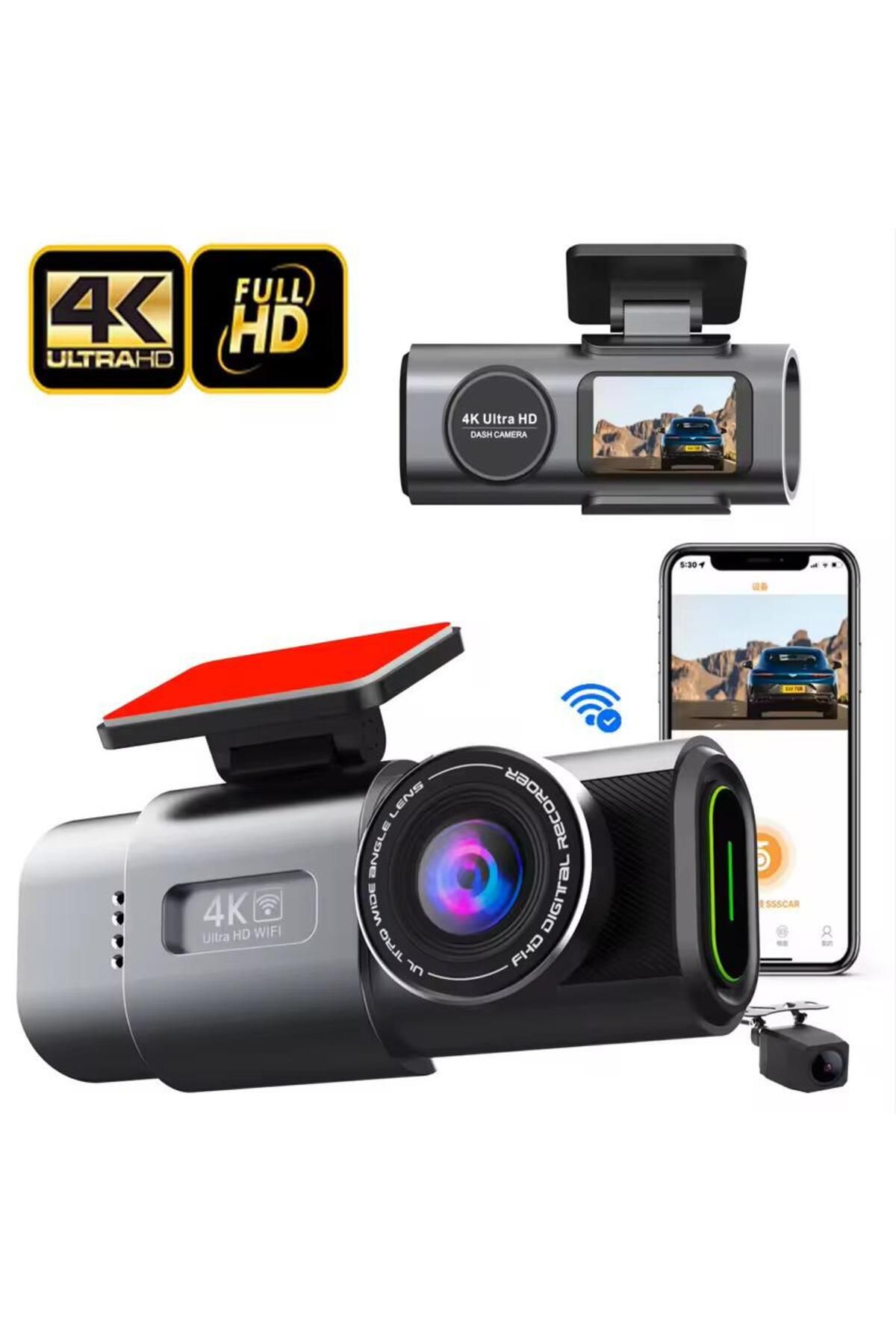 Qifit Araç İçi Güvenlik Kamerası Ön Arka Çift Kamera 24 Saat Kayıt Depolama 128 GB Hafıza Kartı