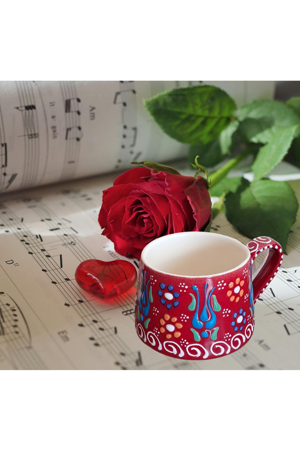 Artiser Çini kupa, Çini mug, Klasik çini desenli kupa, Dantel desenli kupa, Dekoratif kupa