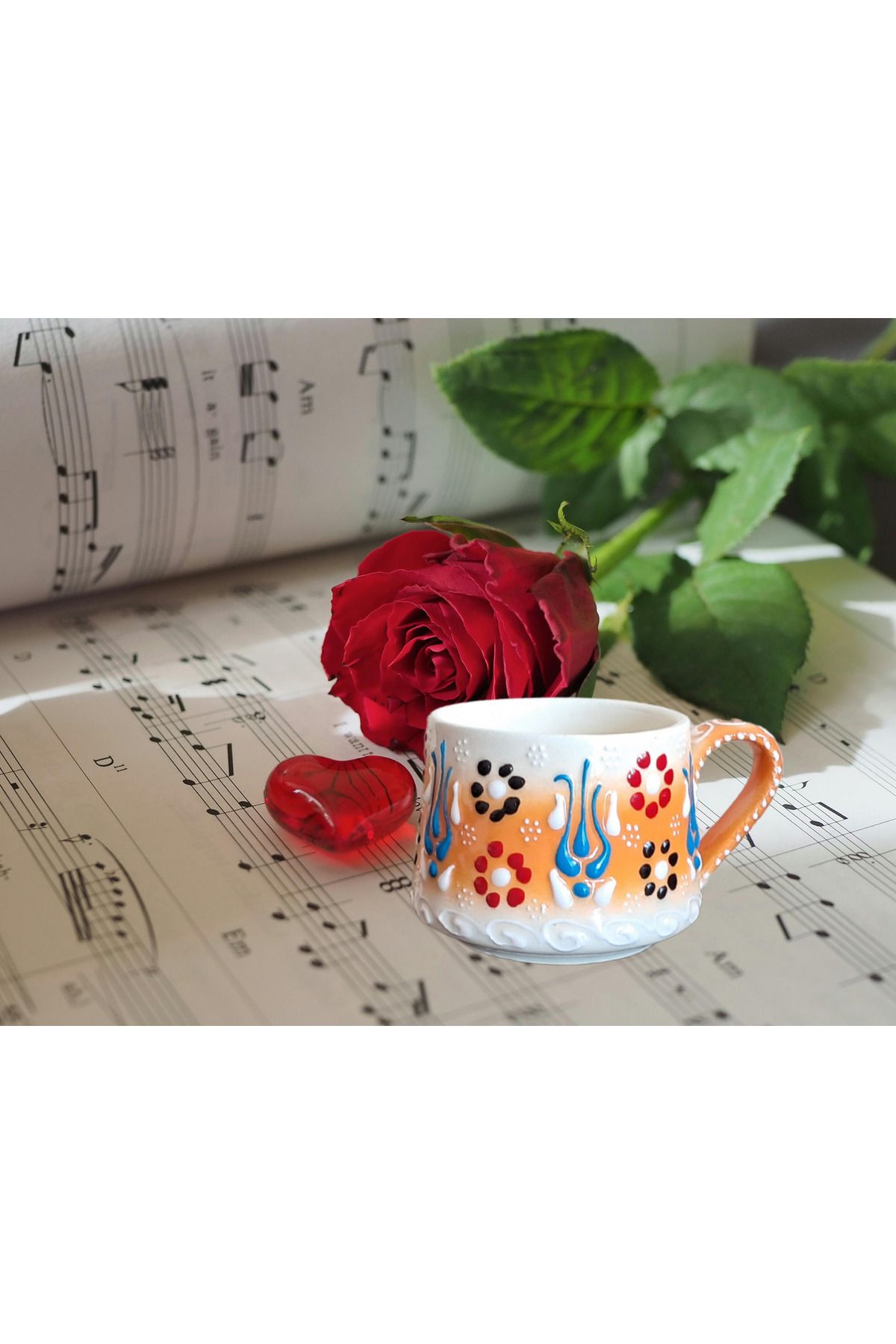 Artiser Çini kupa, Çini mug, Klasik çini desenli kupa, Dantel desenli kupa, Dekoratif kupa