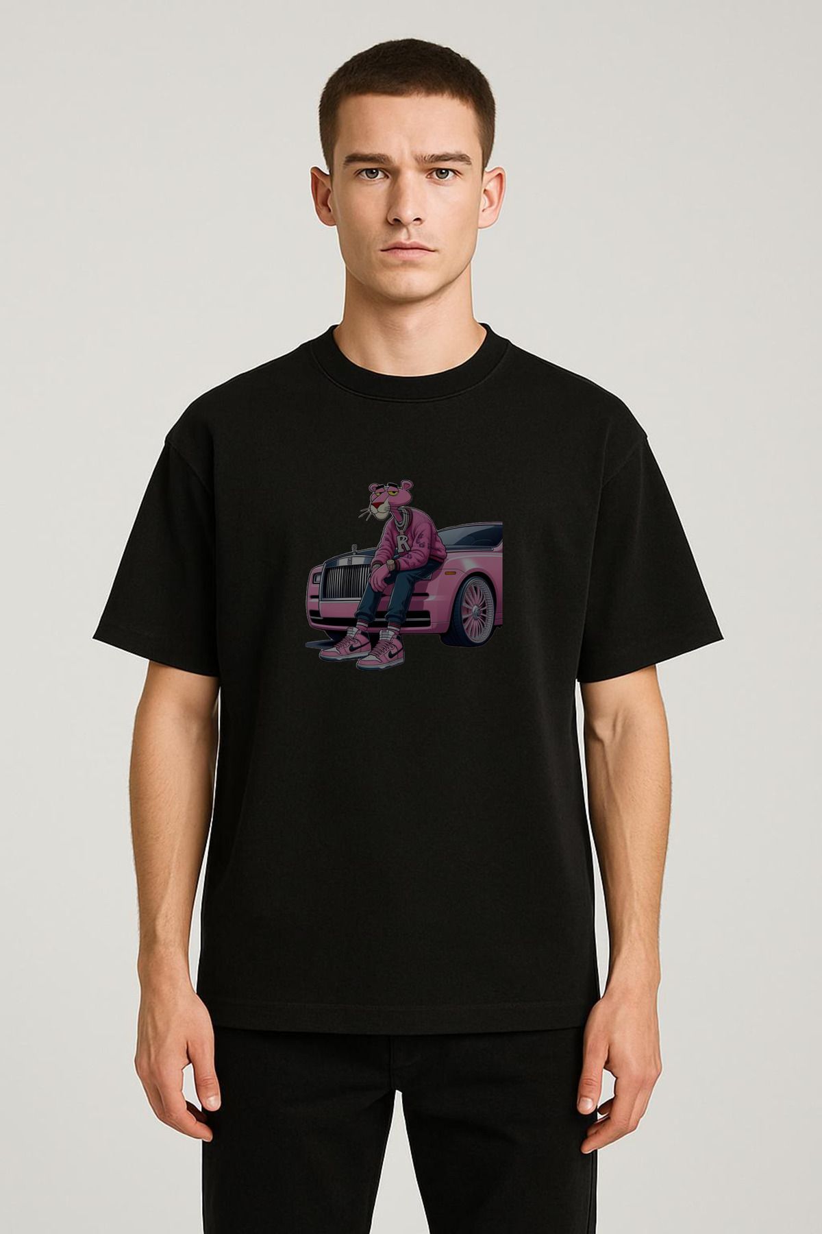 MODA Unisex Oversize Kalıp Panter Baskılı T-Shirt