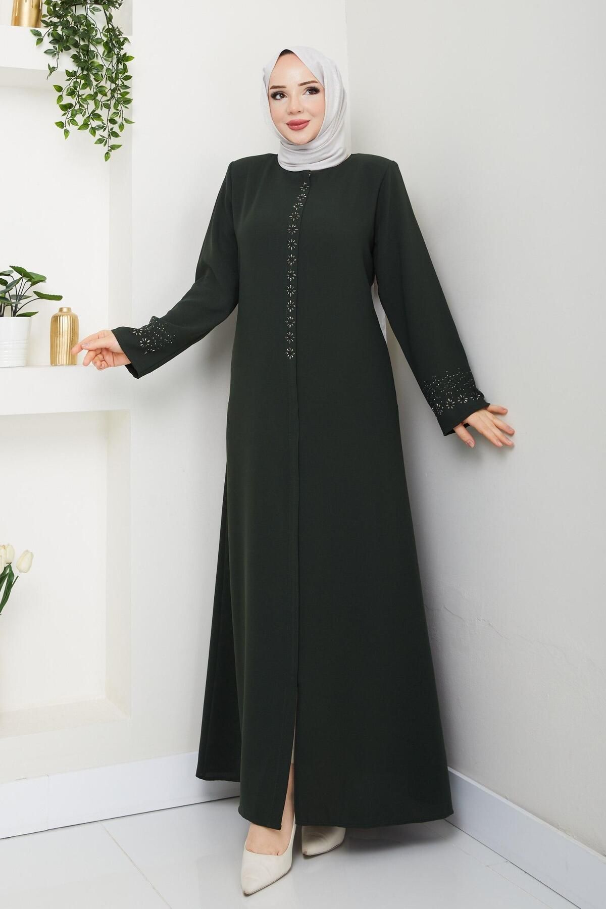 ULUEL STORE Papatya Taş Detaylı Ferace