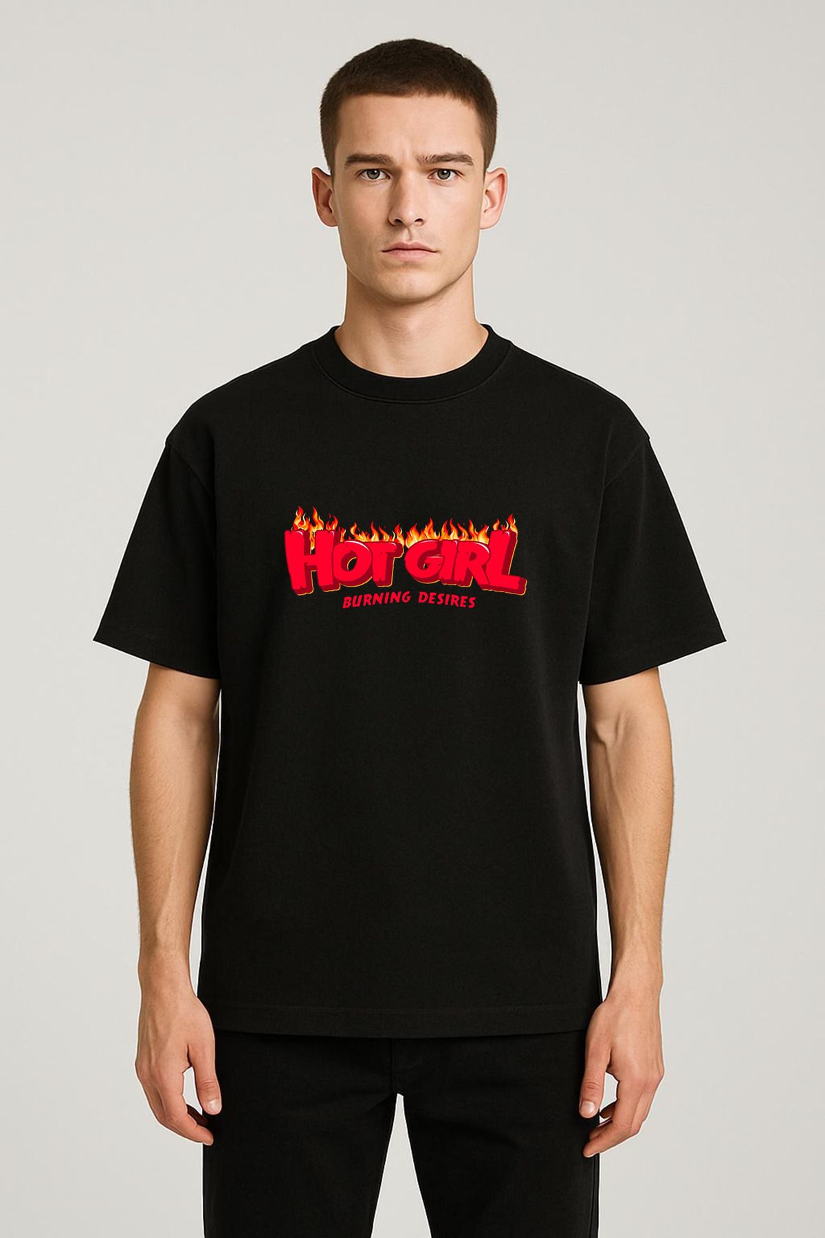 MODA Unisex Oversize Kalıp Hot Girl Baskılı T-Shirt