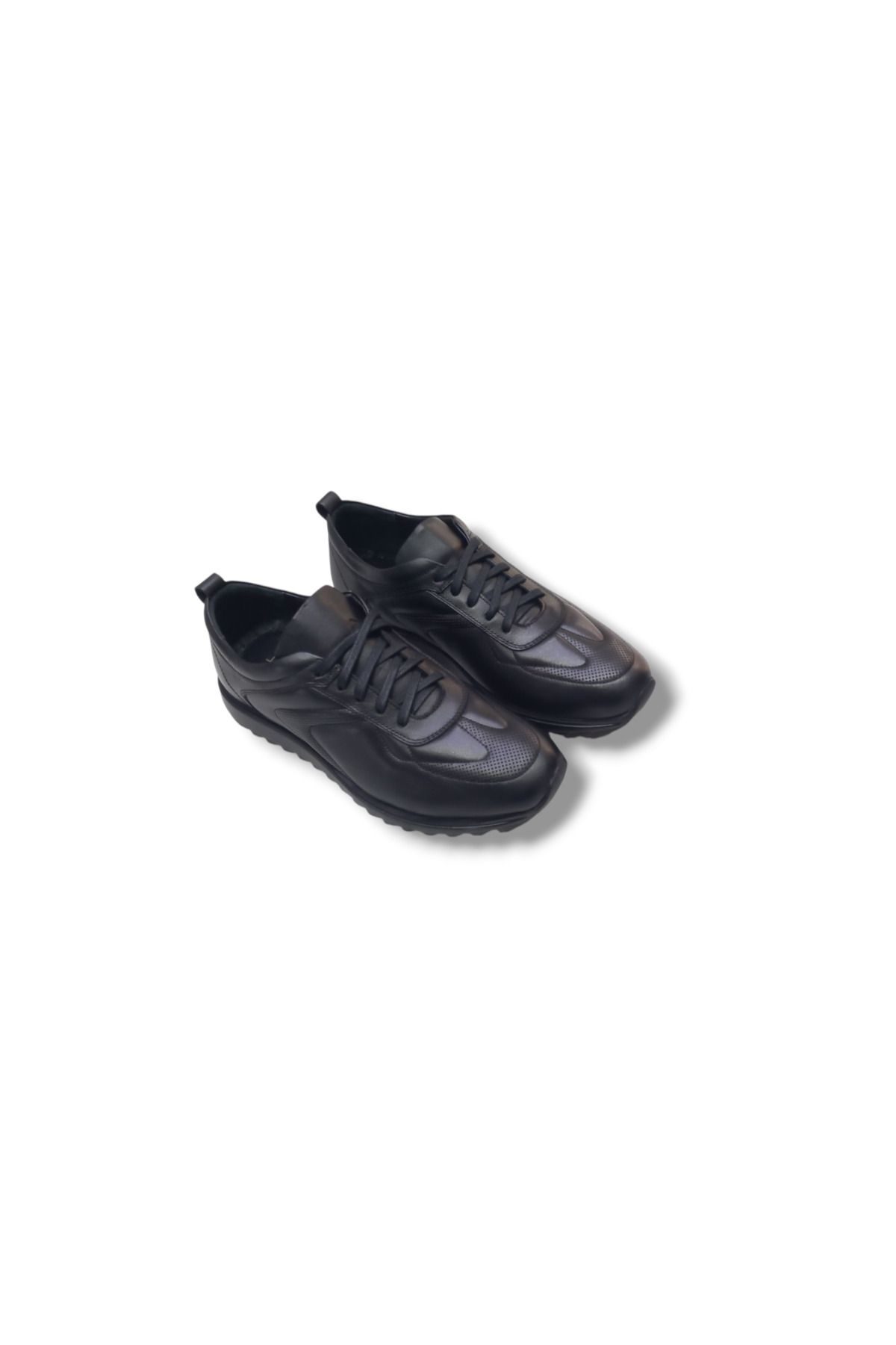Growish GR302 Hakiki Yumuşak Deri Siyah Renk Özel Yapım Eva Taban Erkek Günlük Sneaker Ayakkabı