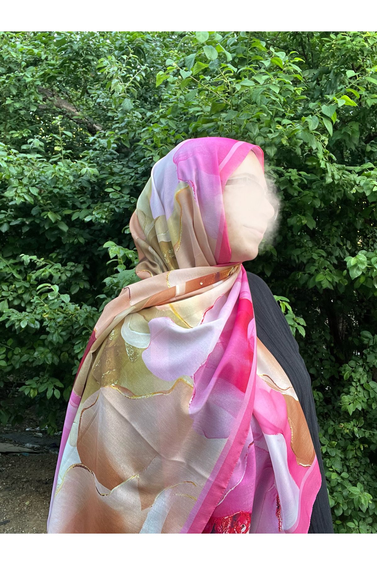 BOUTİCON Karma Desenli Gold Detaylı Pembe Soft Şal