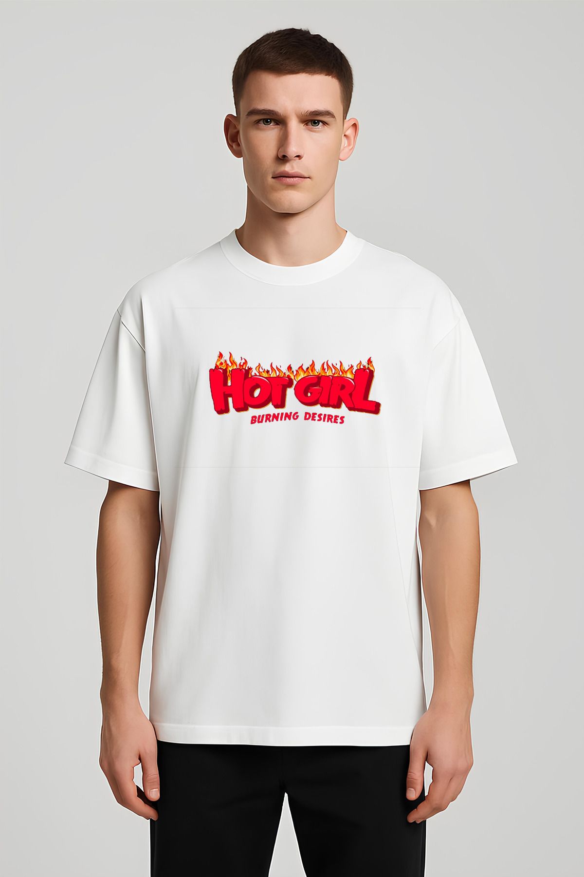 MODA Unisex Oversize Kalıp Hot Girl Baskılı T-Shirt