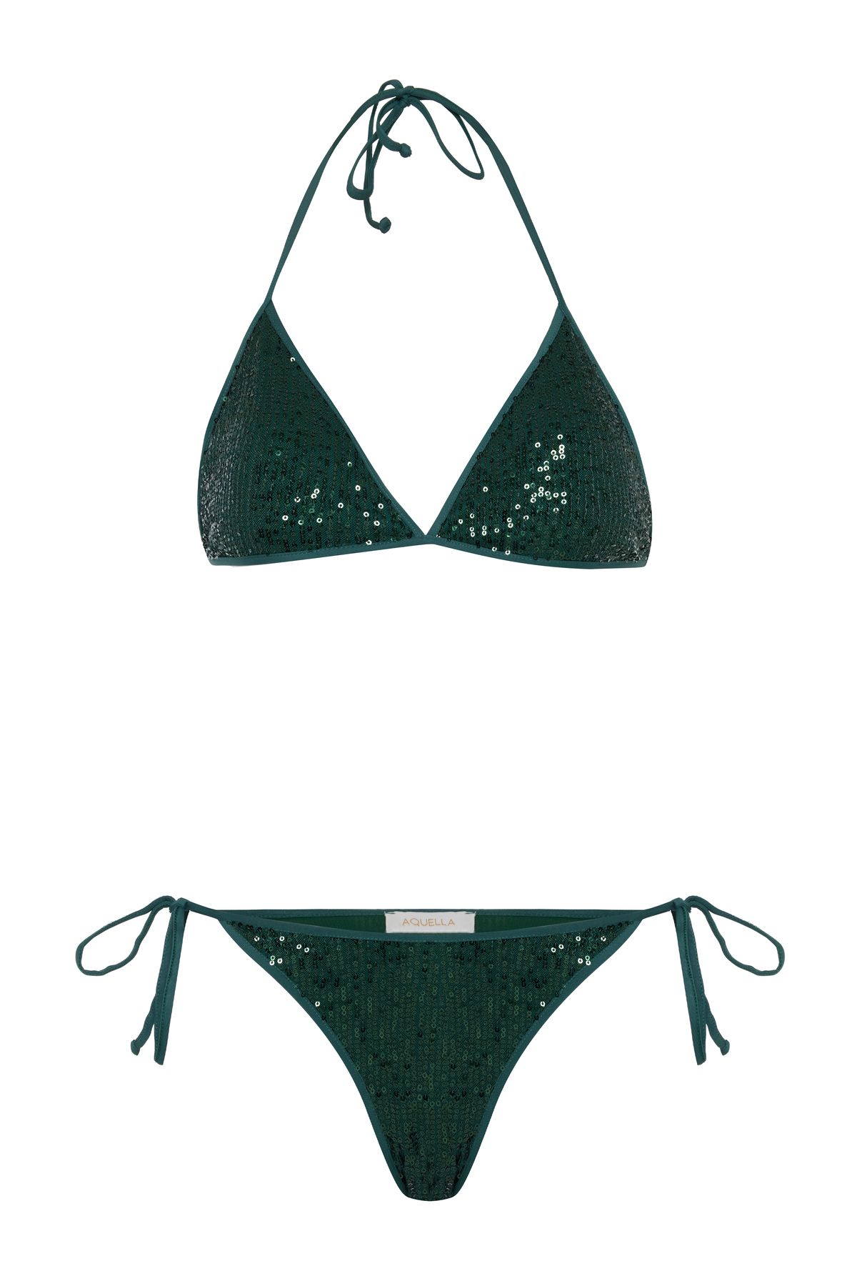 AQUELLA Pul Payetli Yeşil Üçgen Bikini Takım