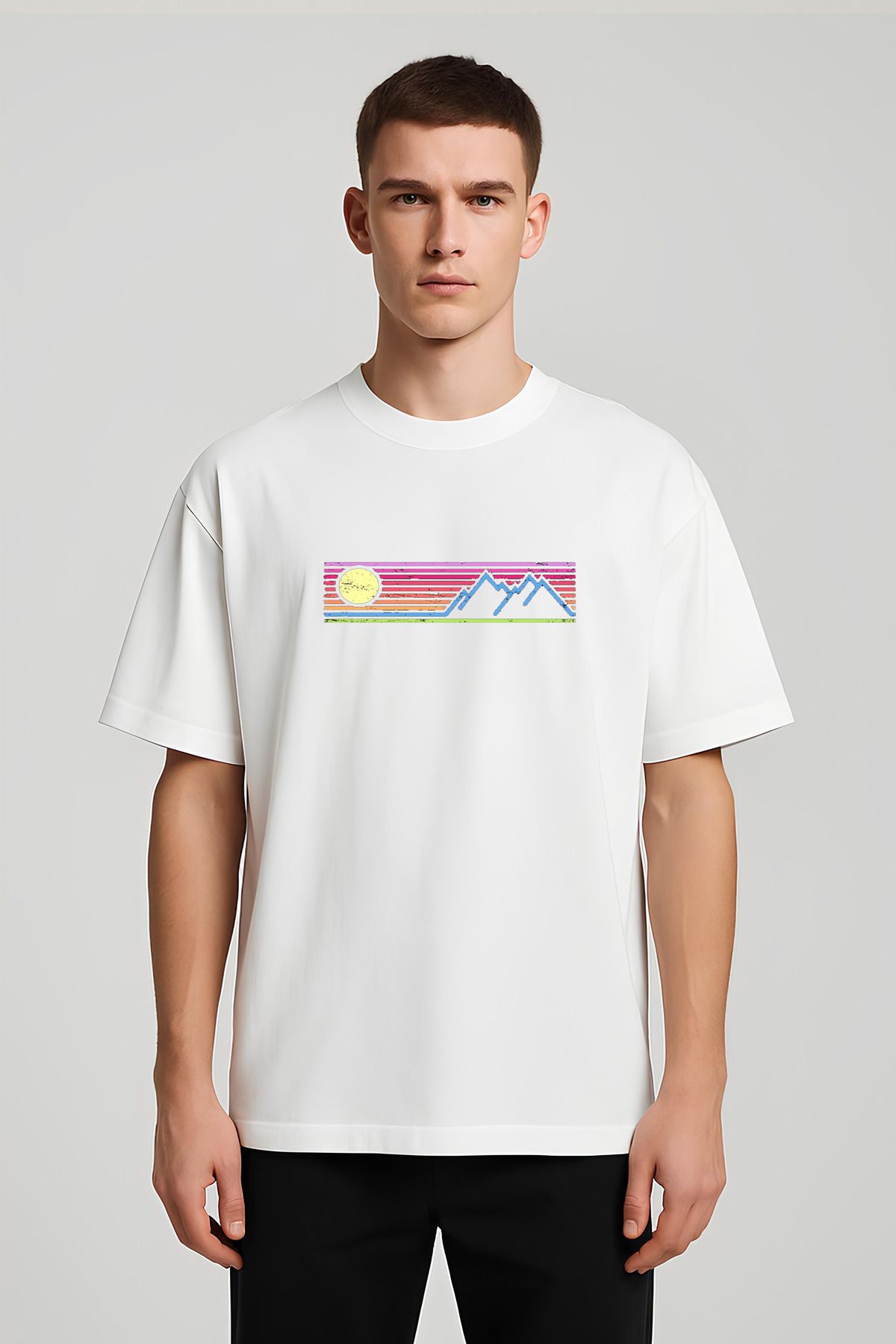 MODA Unisex Oversize Kalıp Stockholm Baskılı T-Shirt