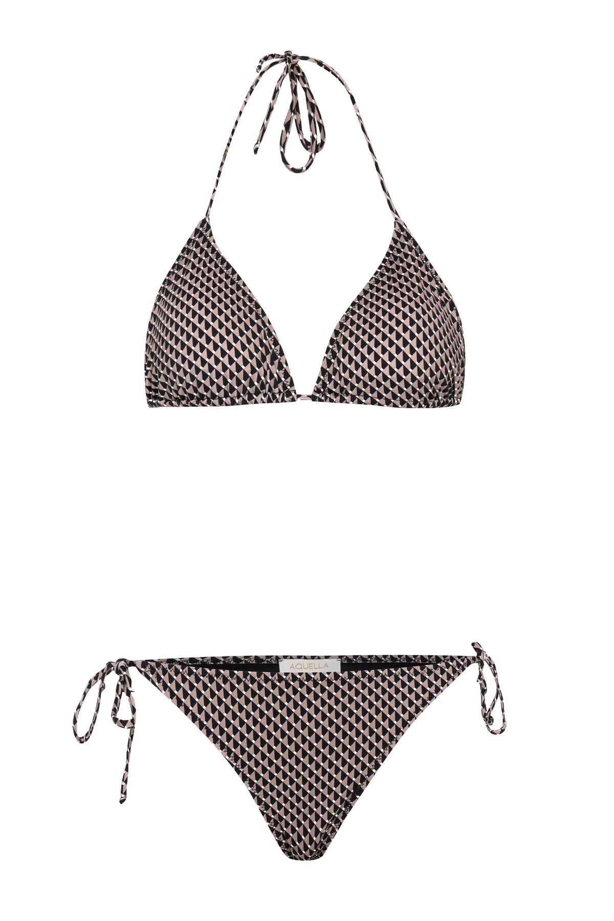 AQUELLA Desenli Arkası Büzgülü Üçgen Bikini