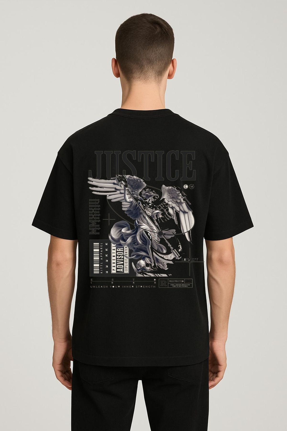 MODA Unisex Oversize Kalıp Justice Baskılı T-Shirt