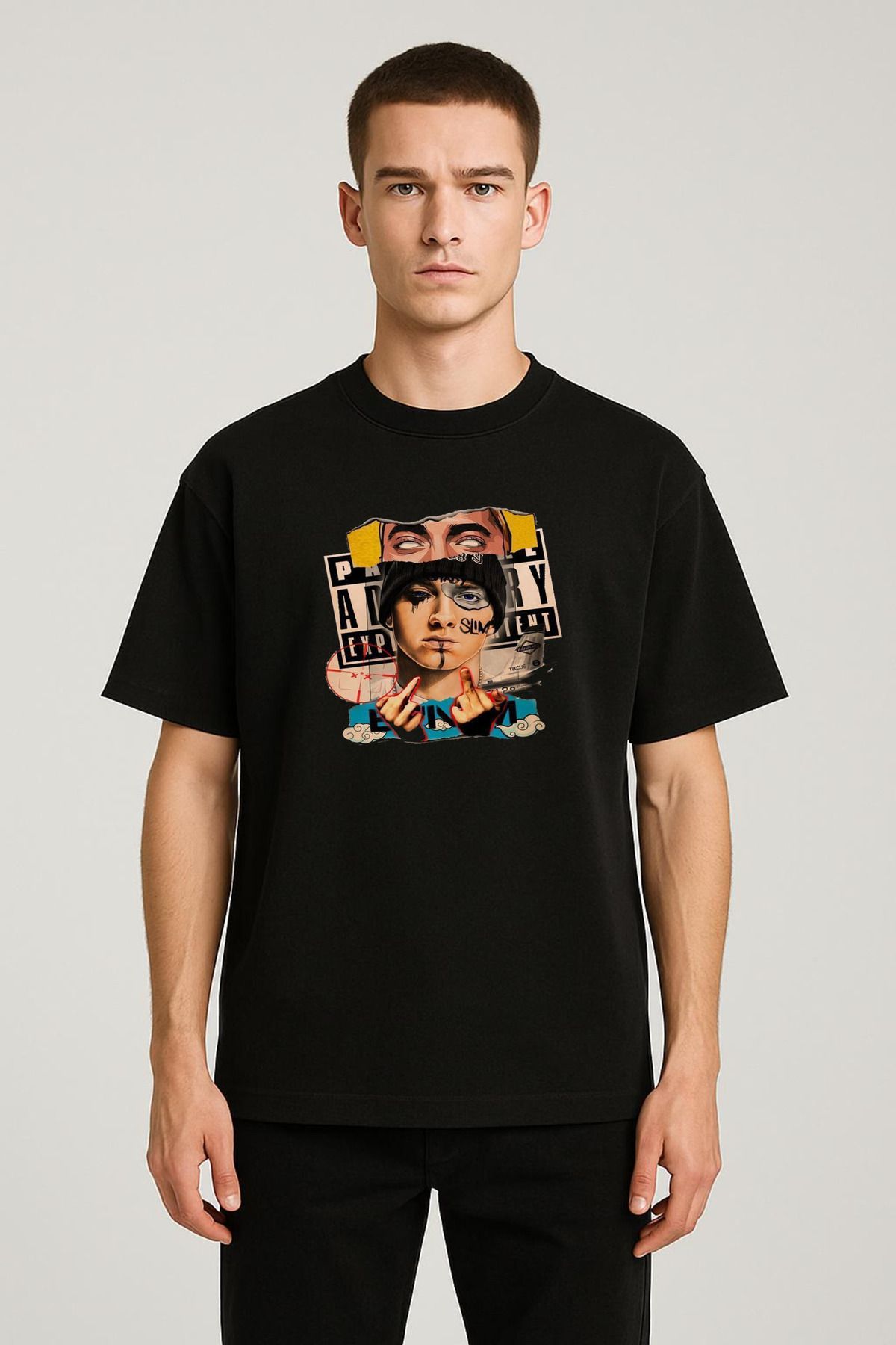 MODA Unisex Oversize Kalıp Eminem Baskılı T-Shirt