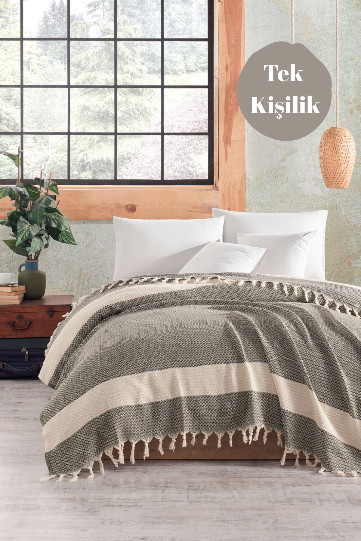 Casnack Aymila Model Yeşil Tek Kişilik Pike 170x210cm