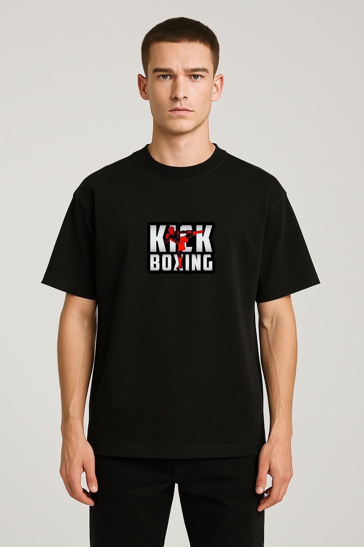 MODA Unisex Oversize Kalıp Kick Boxing Baskılı T-Shirt