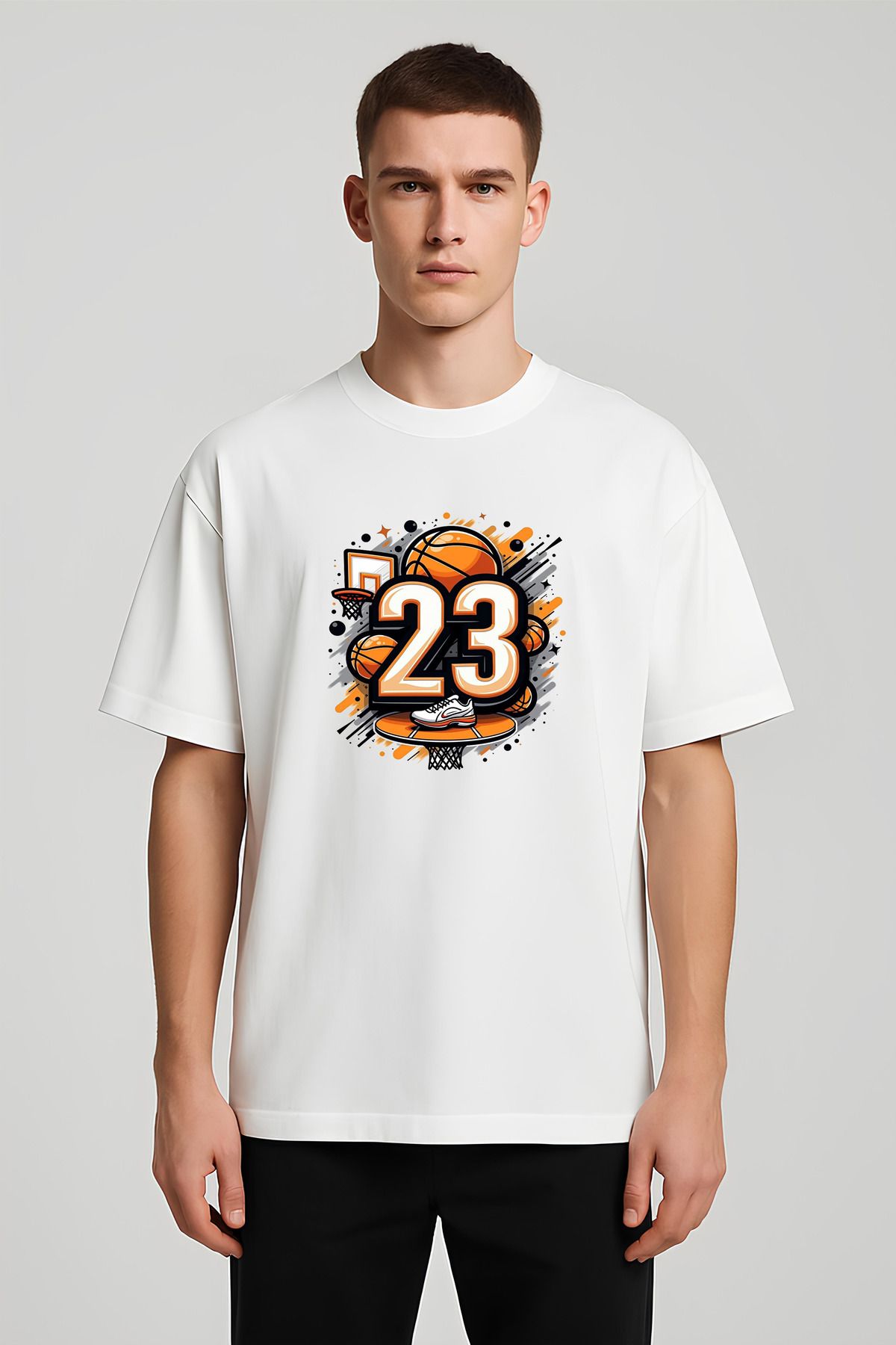 MODA Unisex Oversize Kalıp 23 Baskılı T-Shirt