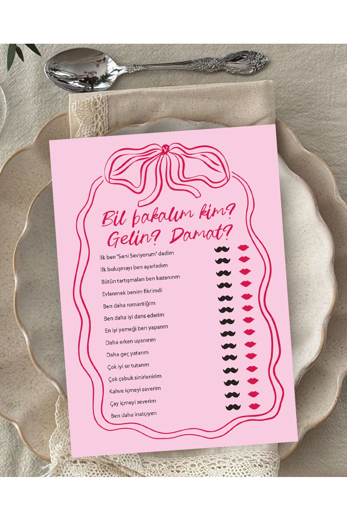 Pankart Evi Bekarlığa Veda Partisi Pembe Bil Bakalım Kim? Oyun Tahmin Kartı 9 Adet - Bride To Be
