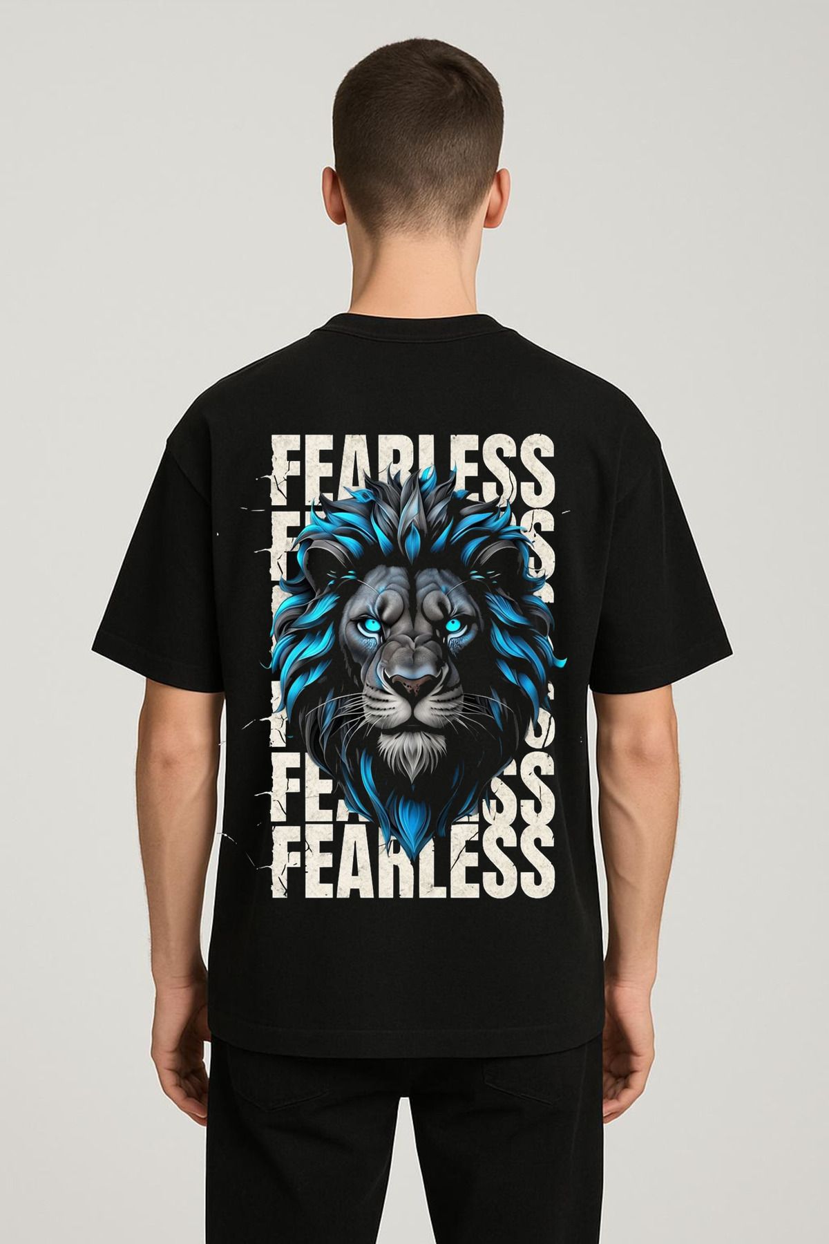 MODA Unisex Oversize Kalıp Fearless Baskılı T-Shirt