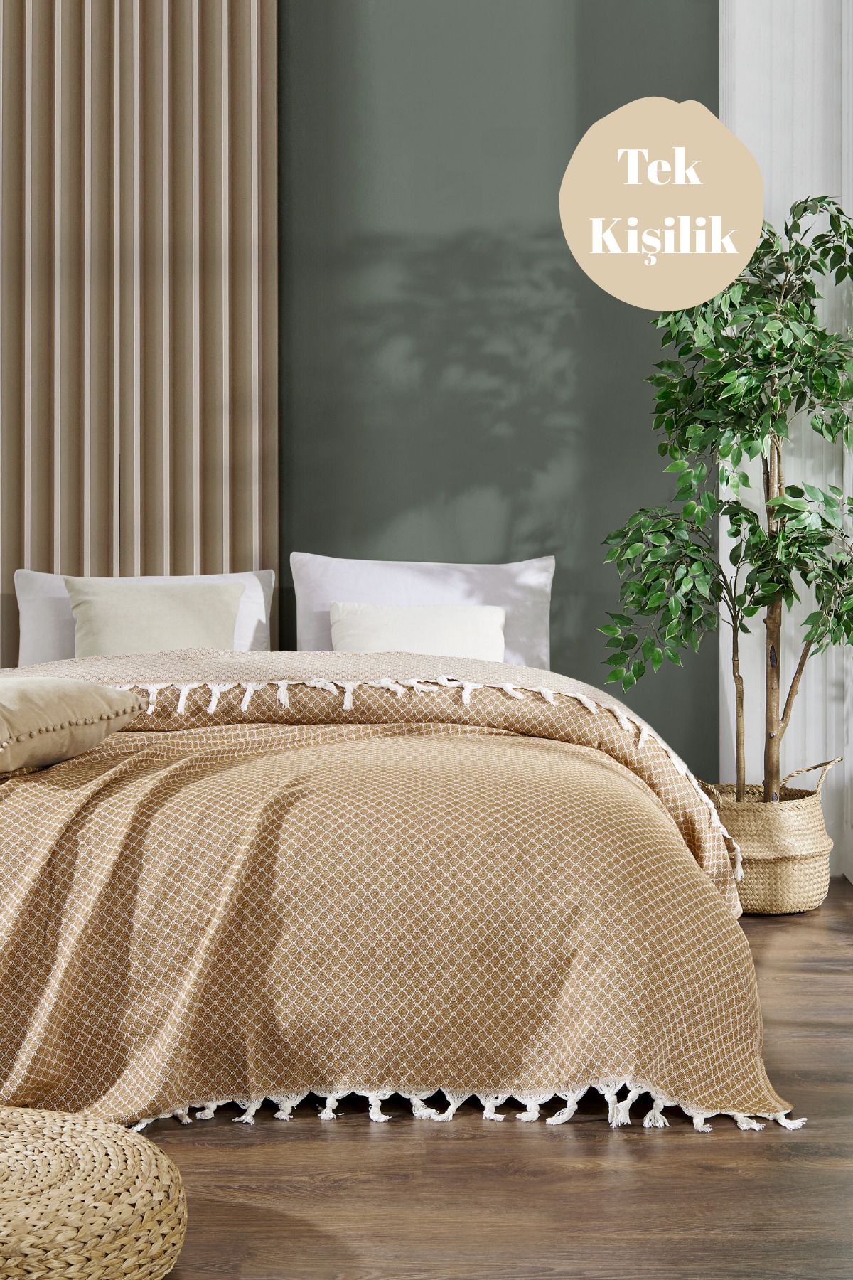 Casnack Umay Model Hardal Tek Kişilik Pike 170x210cm