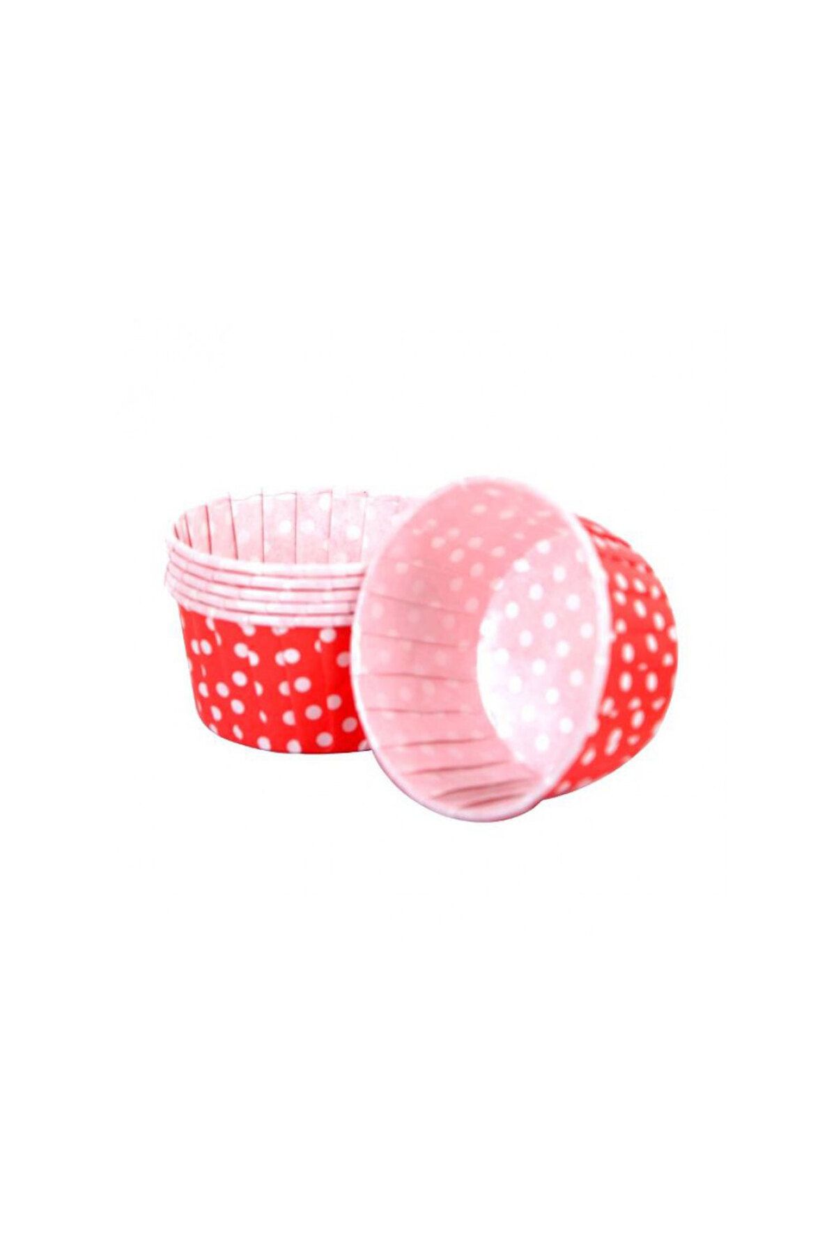 Eminonutoptanci Cupcake Kalıbı Orta Boy 50*39 Mm (50 Adet) Puantiyeli Kırmızı