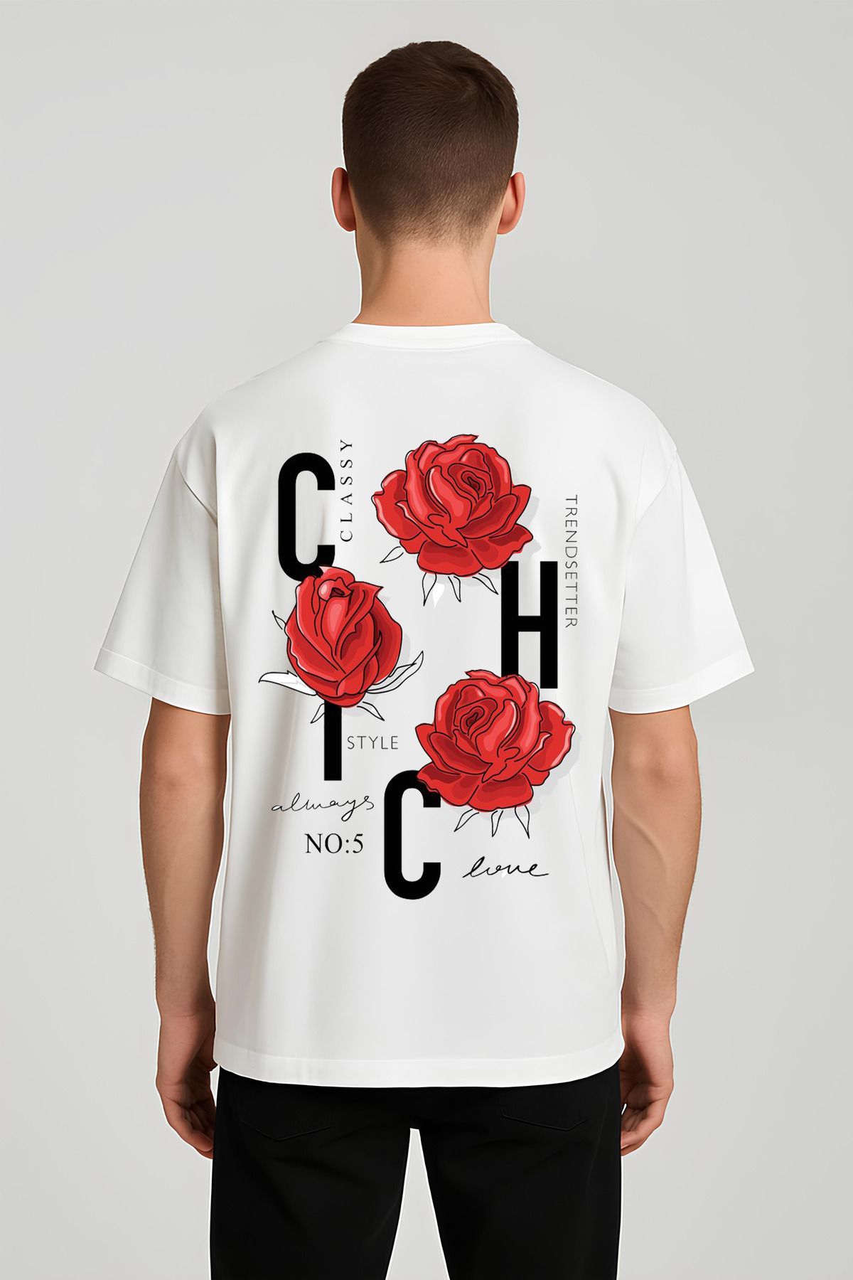 MODA Unisex Oversize Kalıp Chic Baskılı T-Shirt