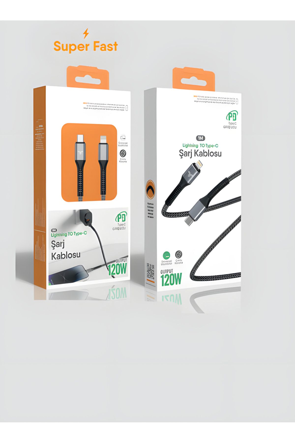 Kgntech Akılı Hızlı Şarj Kablosu Lightning To Type-C 120w