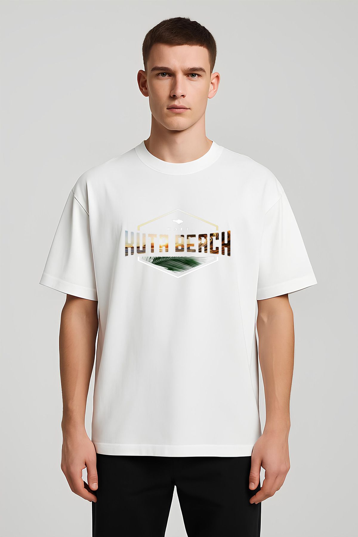 MODA Unisex Oversize Kalıp Bali Baskılı T-Shirt