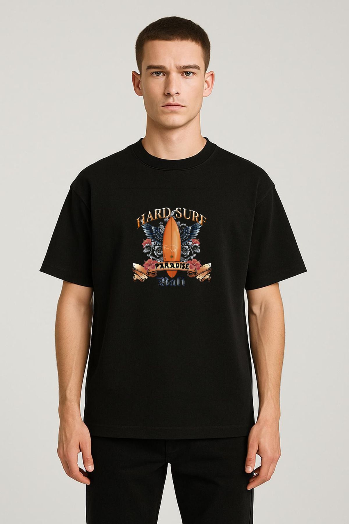 MODA Unisex Oversize Kalıp Hard Surf Baskılı T-Shirt