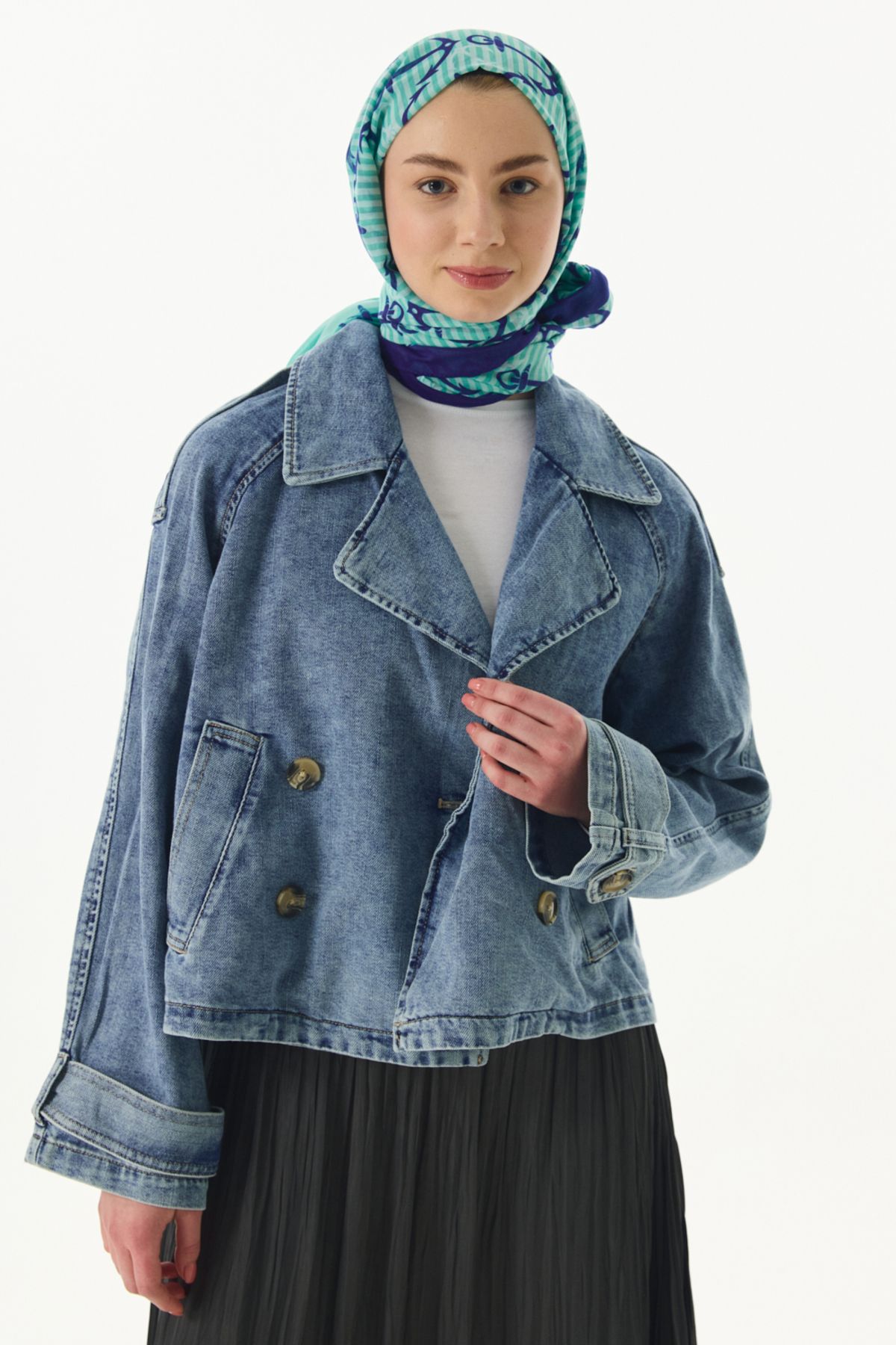 FENZA SCARF Çapa Desen Pamuklu Şal - Mint