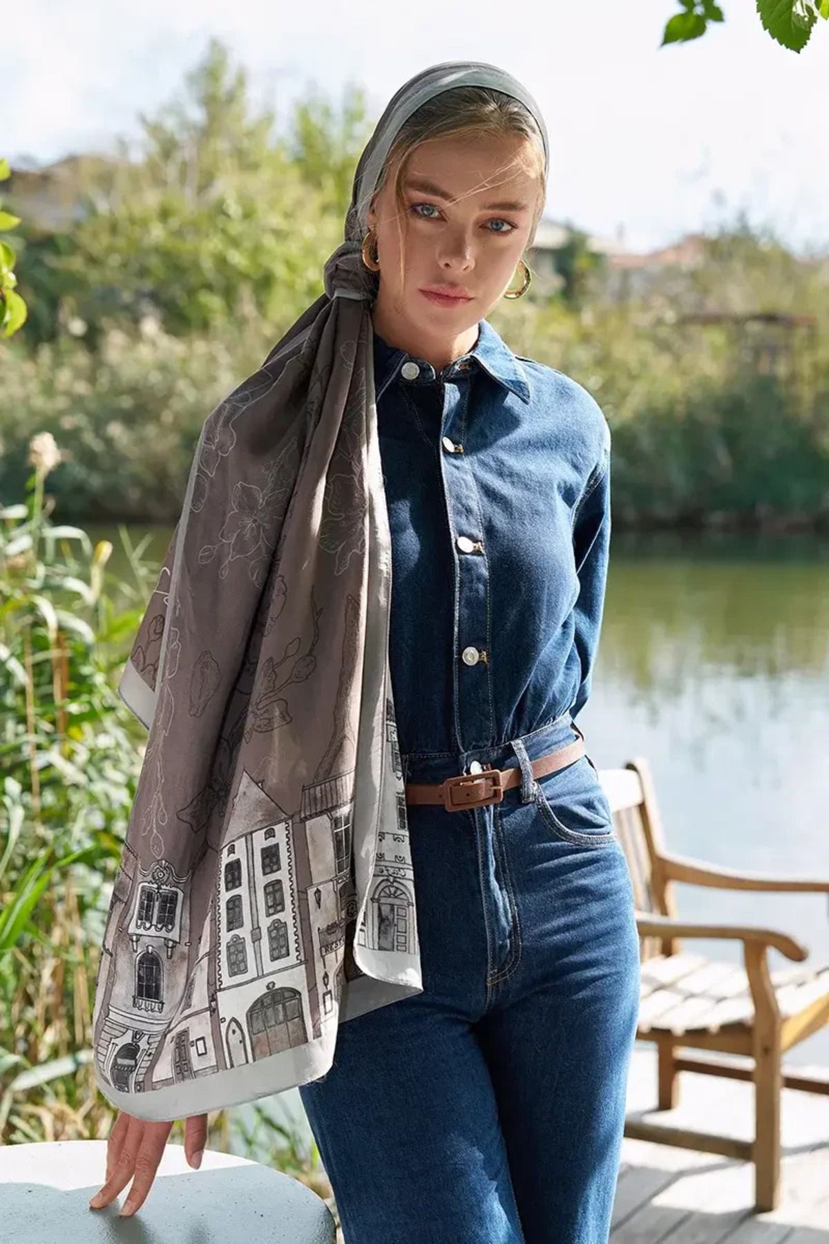 Perla Scarf & More ED Paisley Koleksiyonu Carnaval Şal - Mavi