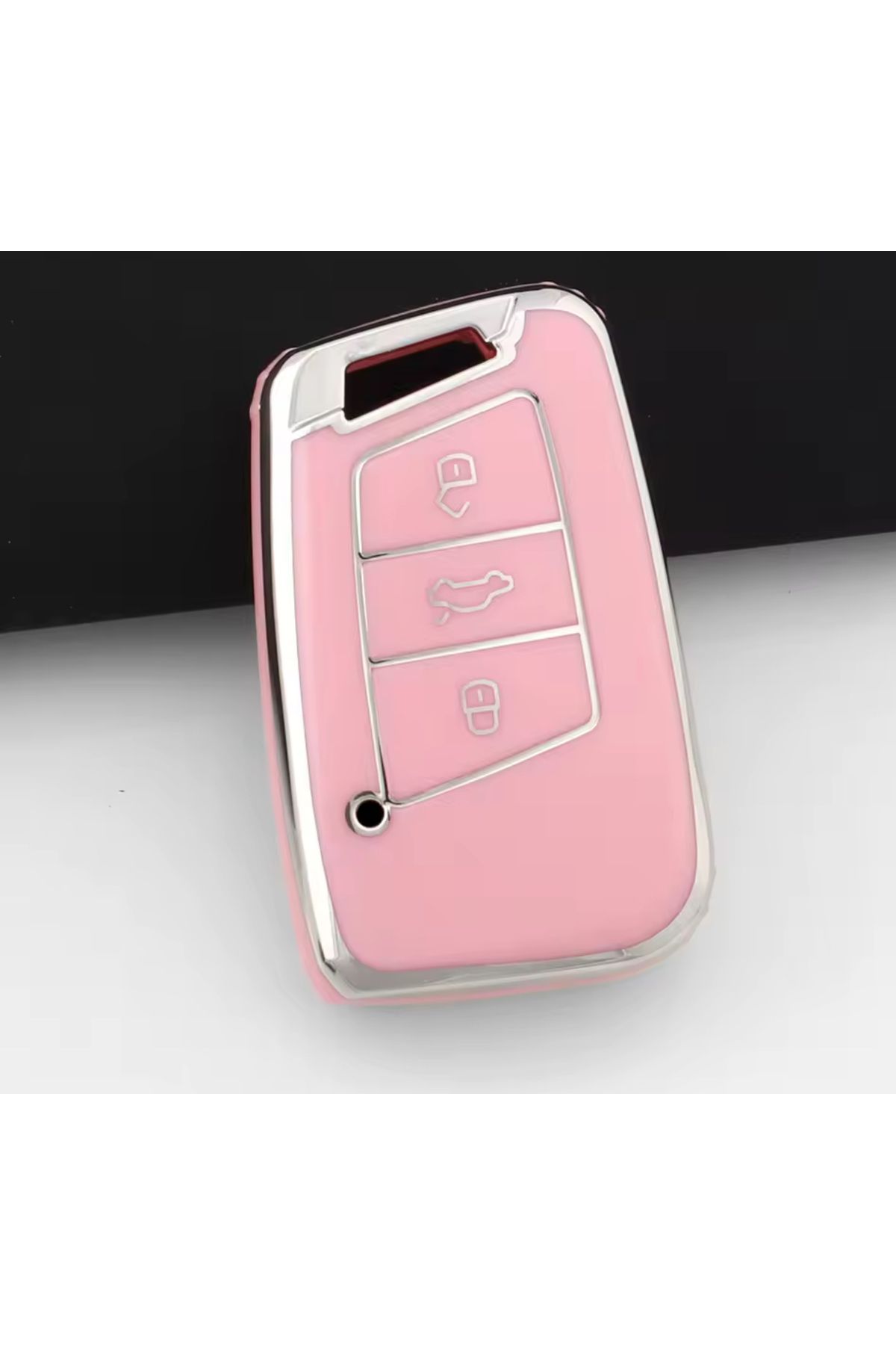 emii auto spare parts VOLKSWAGEN SEAT SKODA ANAHTAR KILIFI SUSTASIZ MODEL PEMBE/GÜMÜŞ