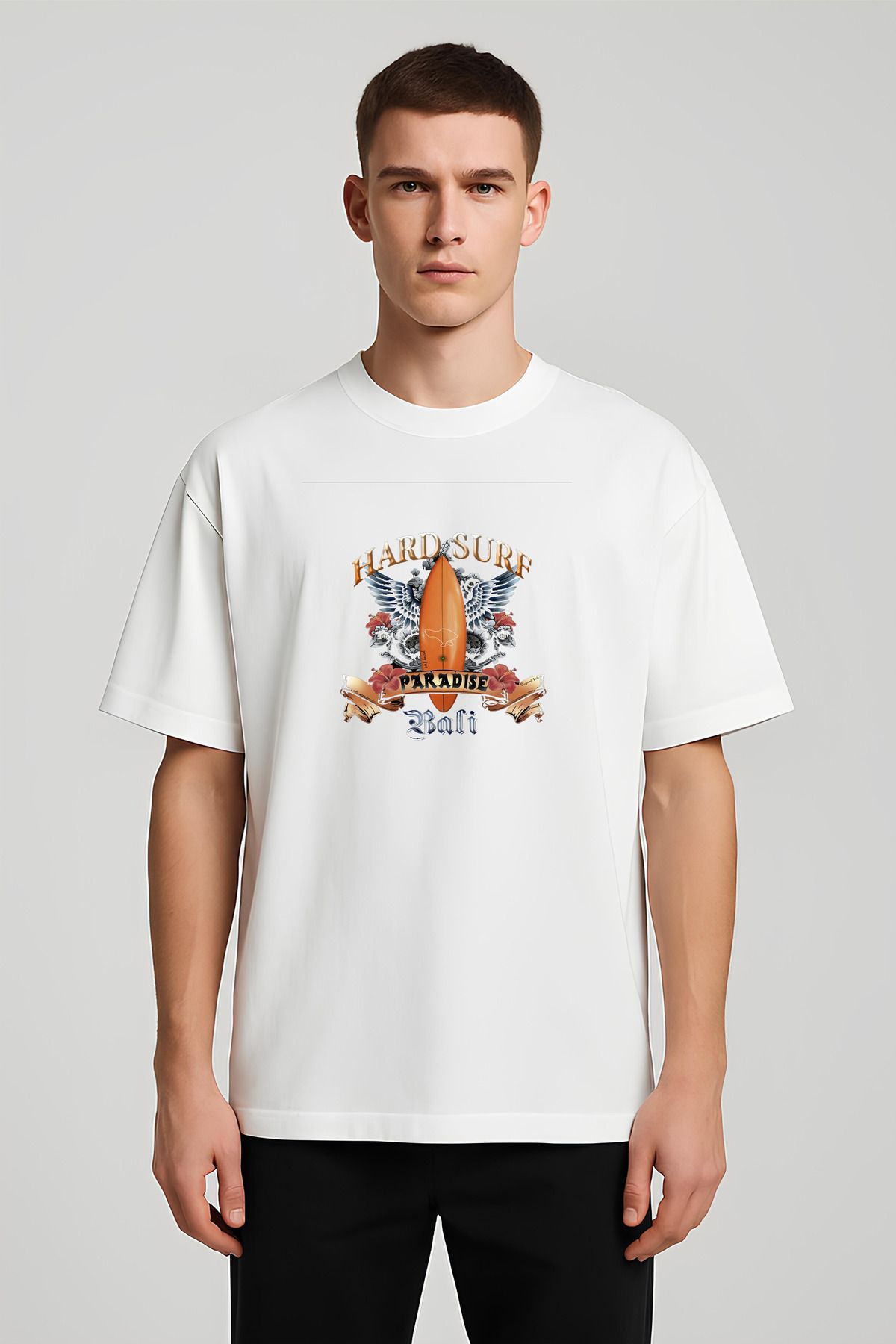 MODA Unisex Oversize Kalıp Hard Surf Baskılı T-Shirt