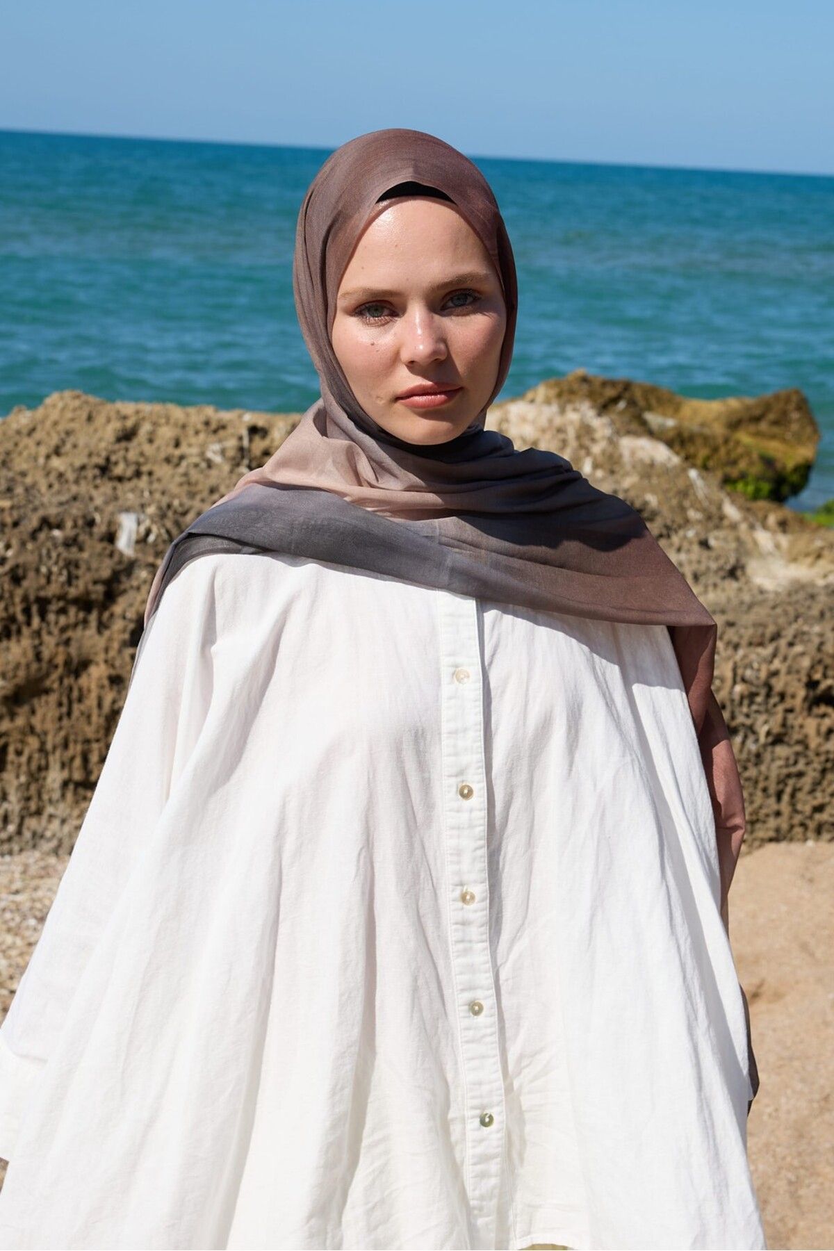 Modakaşmir-Gradient Pattern Moon Shawl 2