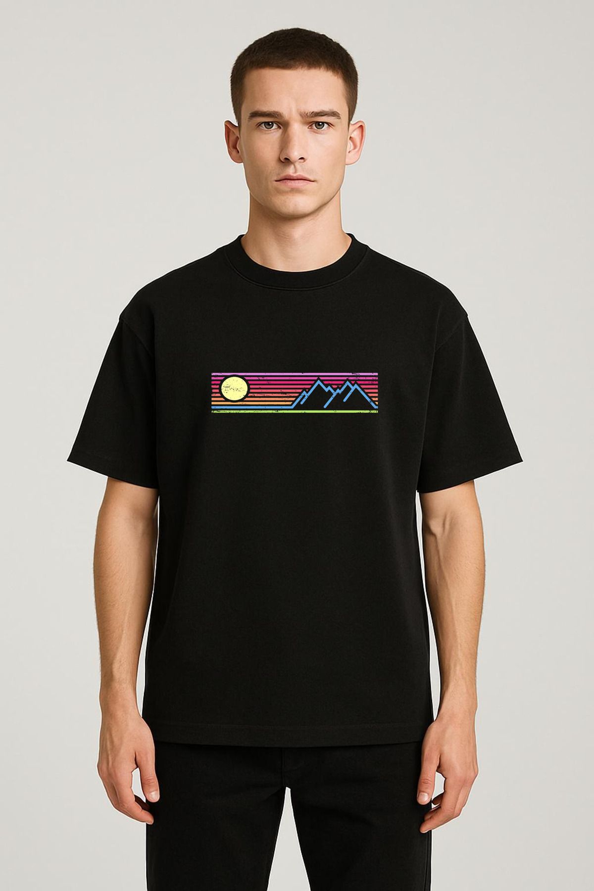 MODA Unisex Oversize Kalıp Stockholm Baskılı T-Shirt
