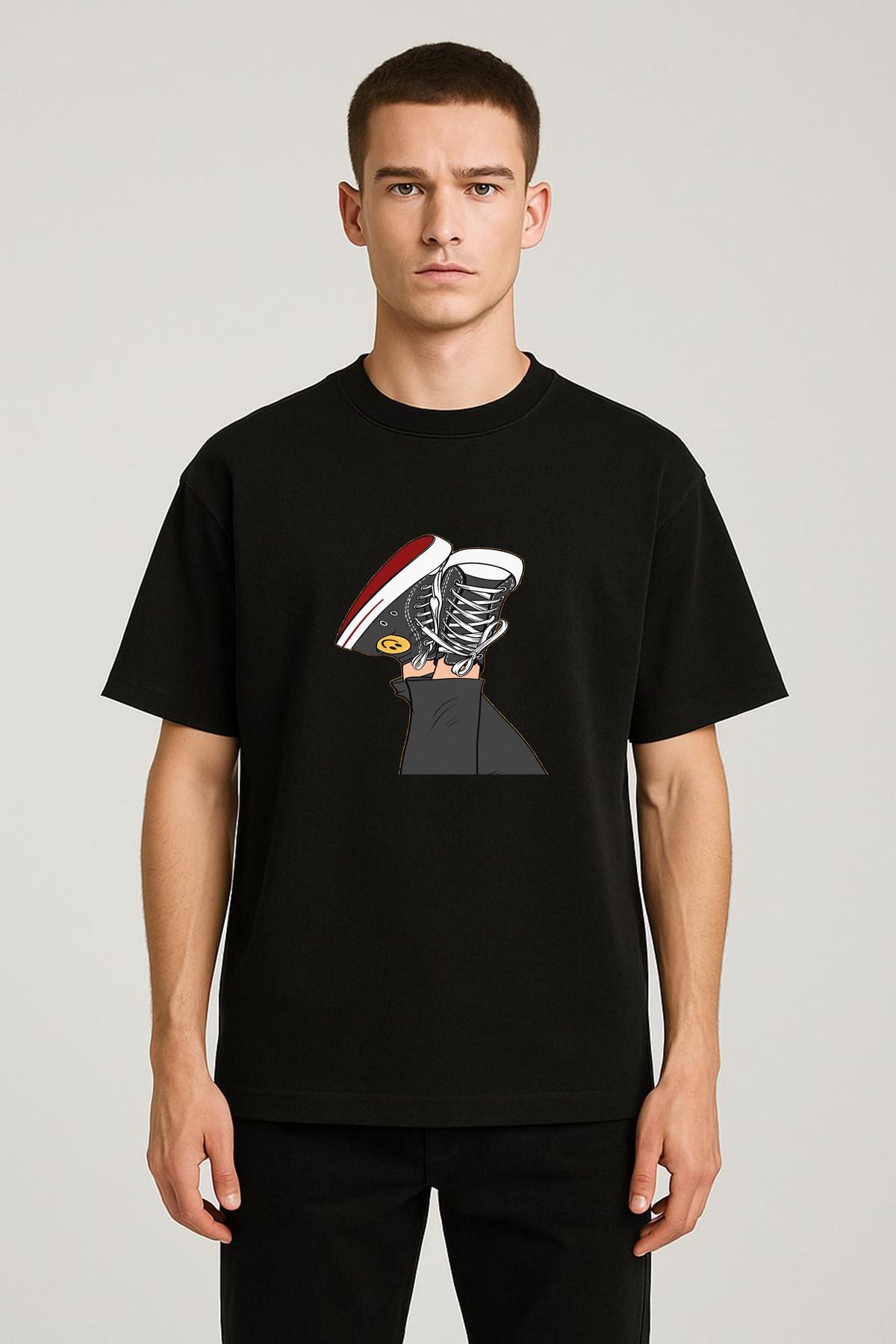 MODA Unisex Oversize Kalıp Smile Shoes Baskılı T-Shirt