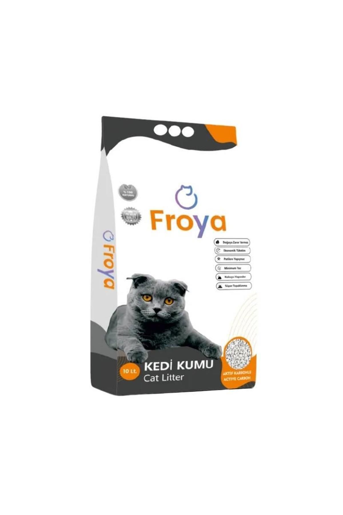 FROYA Topaklanan Aktif Karbonlu İnce Taneli Kedi Kumu 10Lt