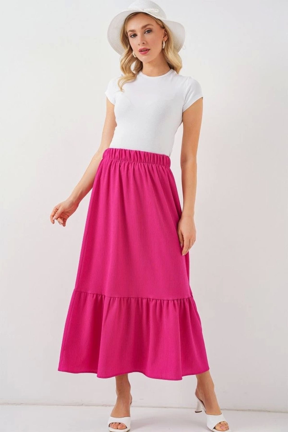 Silerra 1886 Uzun Örme Etek - Koyu Pembe