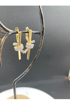 Byoz store Bymnn model 14k altın kaplama zirkon taş premium vip seri gold küpe