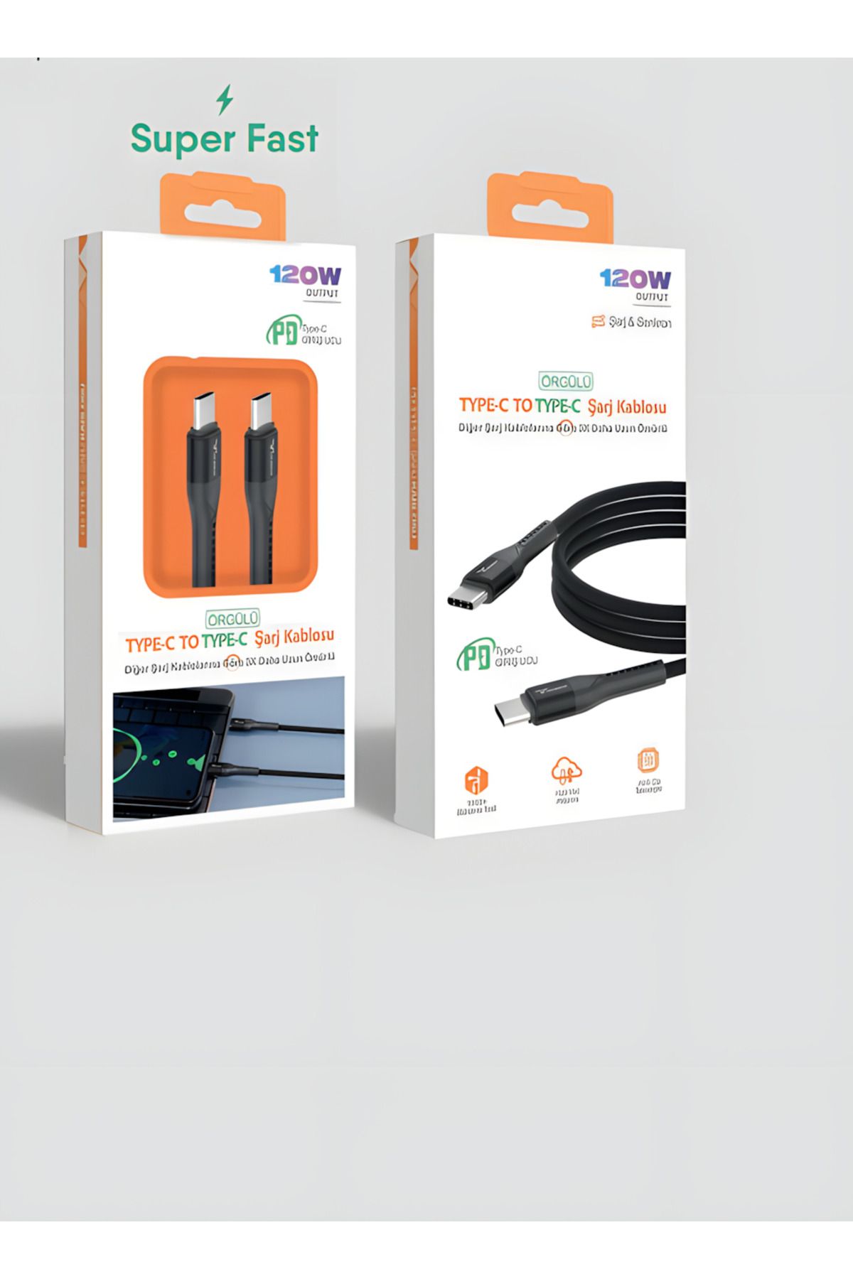 Kgntech Akılı Hızlı Şarj Kablosu 120W Örgülü