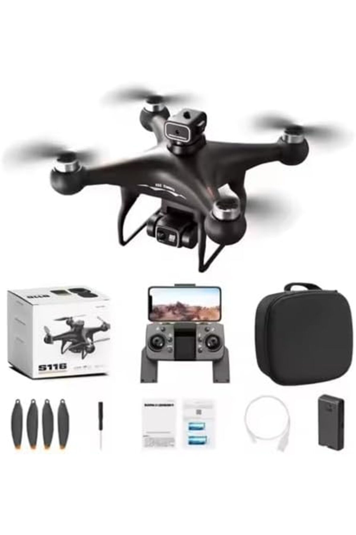 Generic-New S116 MAX RC Quadcopter Professional Obstacle Avoidance Drone Dual Camera 4K Optical Flow Brushle 6
