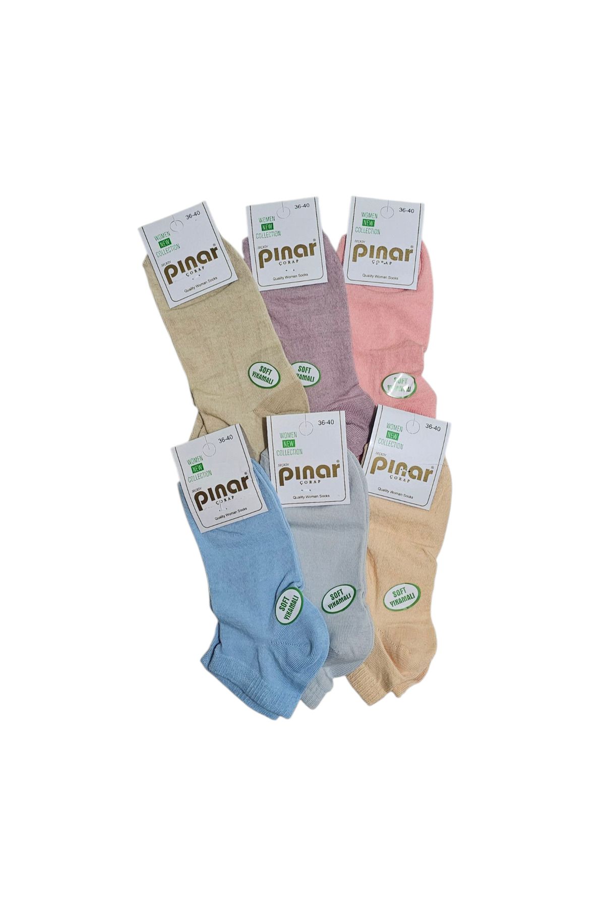 Pınar yıkamalı soft pamuk penye 6 lı patik çorap