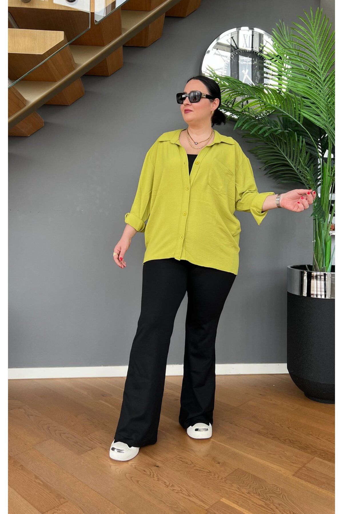 Vio Moda Büyük Beden Çelik İspanyol Tayt Pantolon
