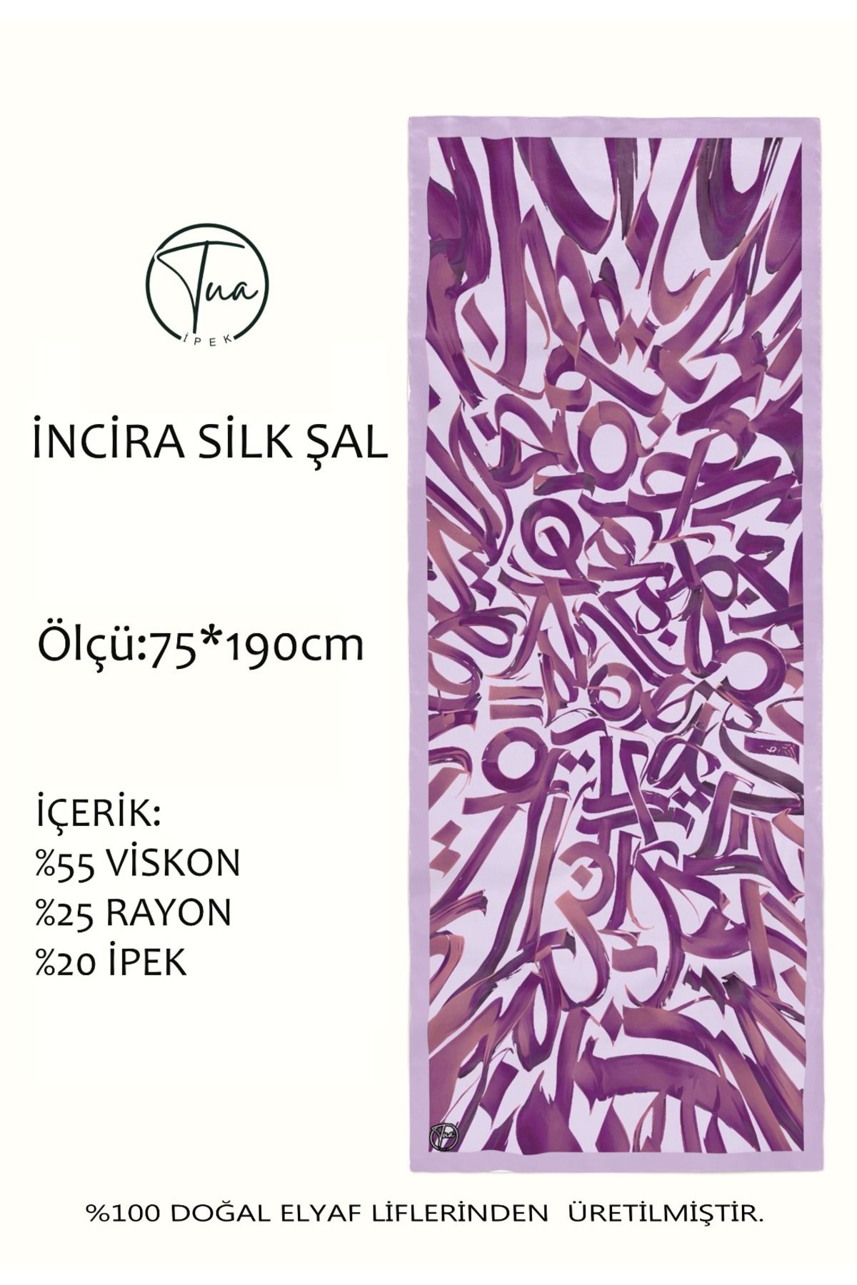 TUA İPEK Organic İNCİRA DUT İPEĞİ/VİSCOSE ŞAL - Hat Desenli