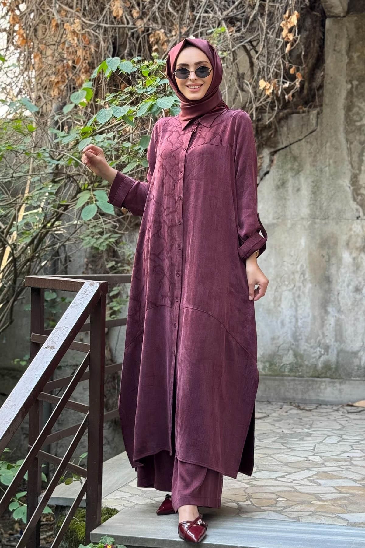 Nurcan Çetin Pantolonlu Takım 25500 Bordo