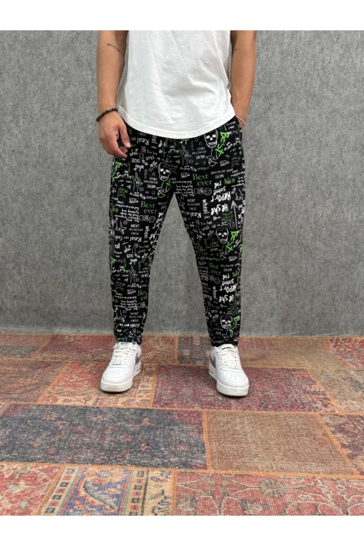 FıttingRoom Beli Lastikli Desenli Baggy Pantolon