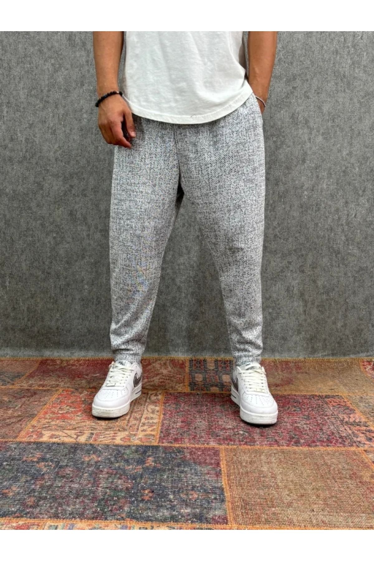 FıttingRoom Beli Lastikli Desenli Baggy Pantolon