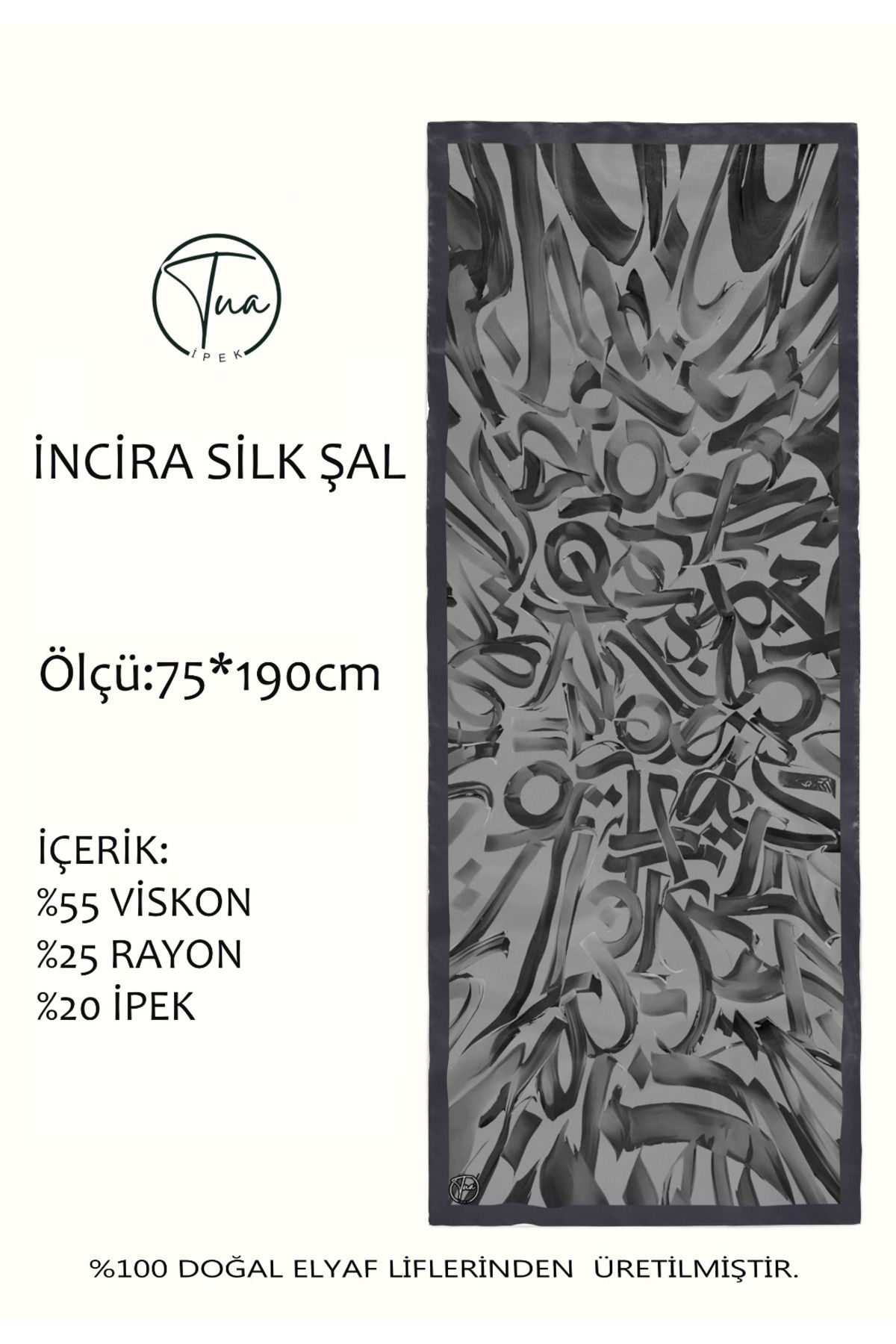TUA İPEK Organic İNCİRA DUT İPEĞİ/VİSCOSE ŞAL - Hat Desenli