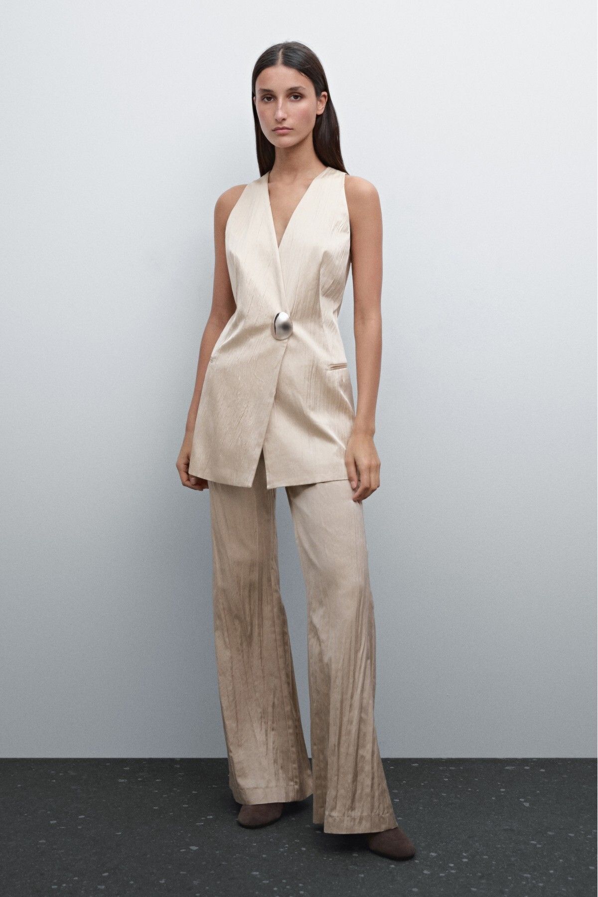 Massimo Dutti Saten İspanyol paça pantolon