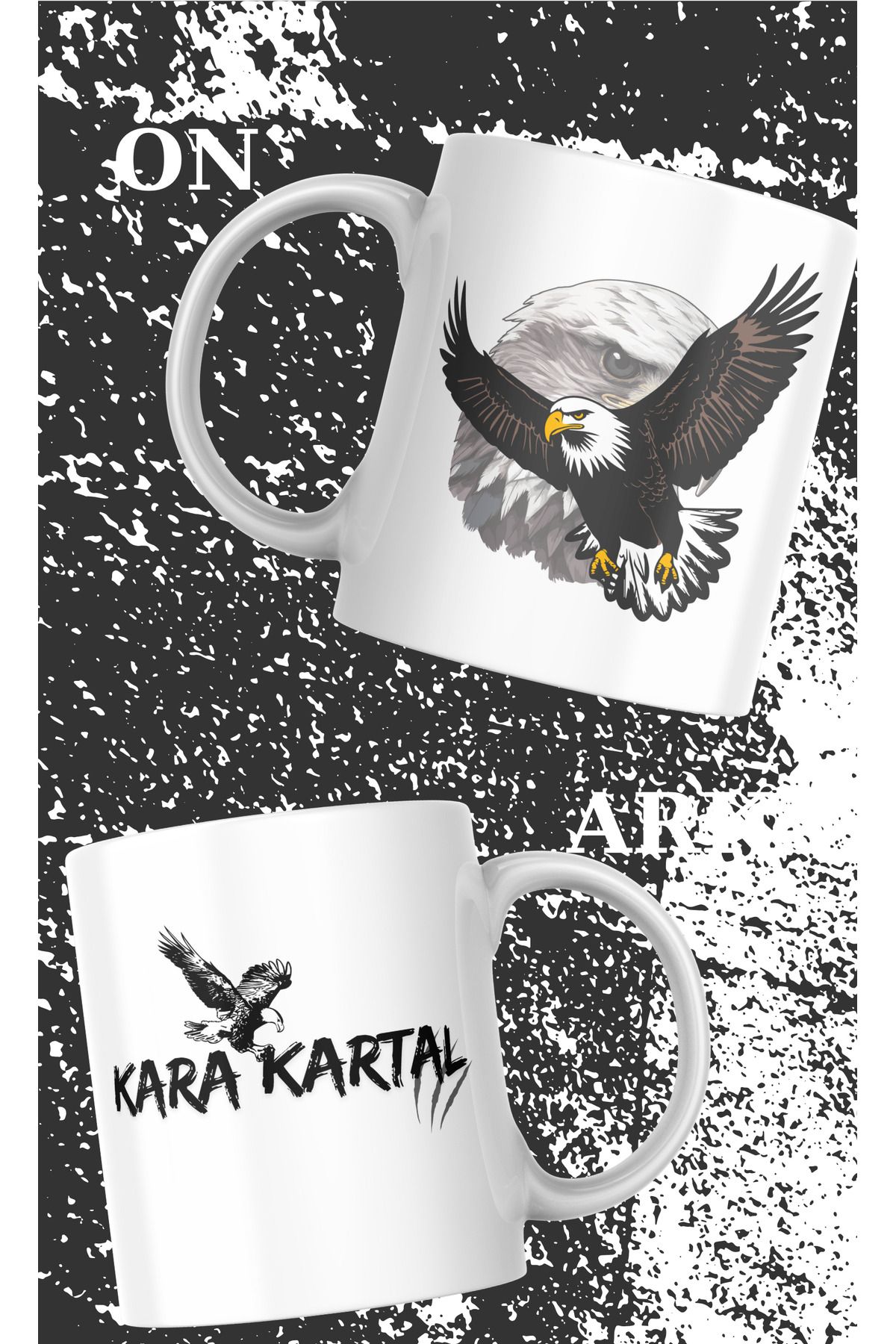 Store Beşiktaş Taraftar Kara Kartal Desenli Seramik Kupa - Gücün ve Zaferin Sembolü!