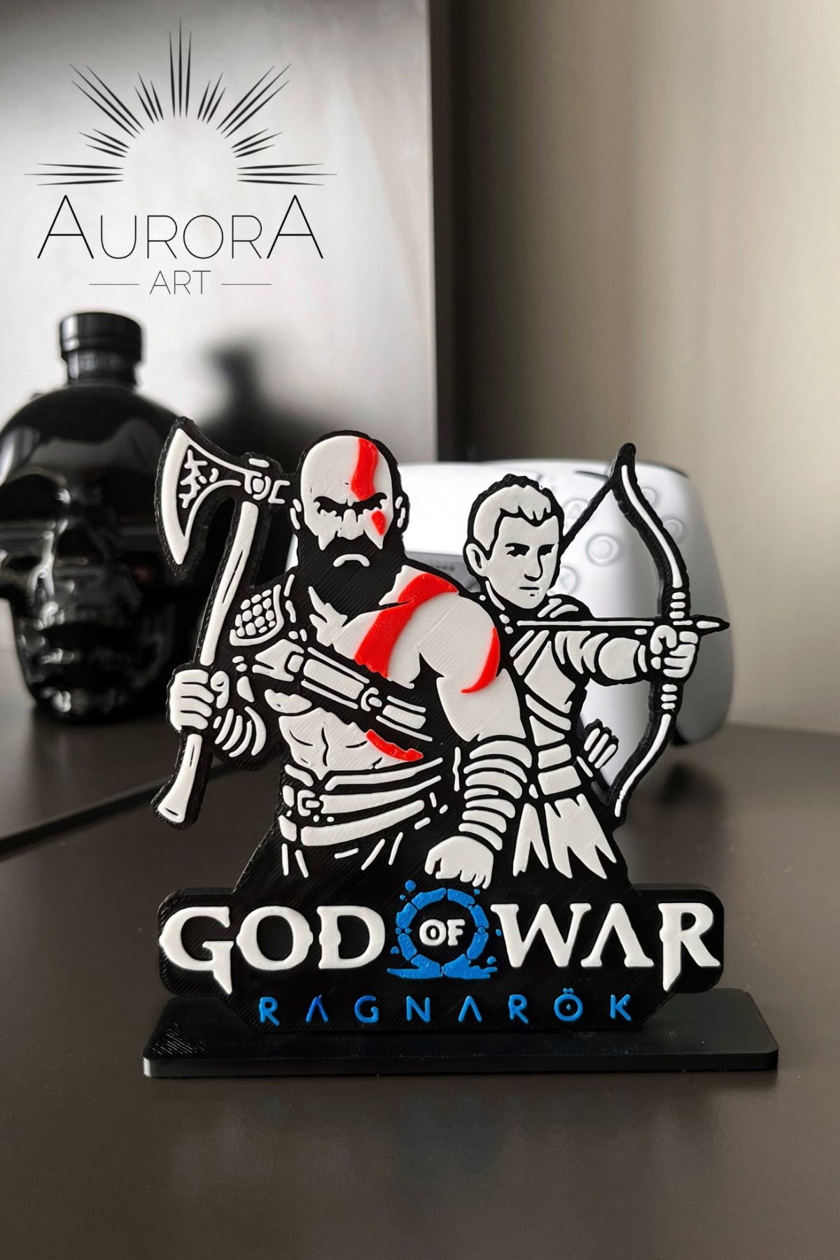 Aurora Art God of War Ragnarök Kratos & Atreus Stand Figür / Özel Tasarım (13 cm)