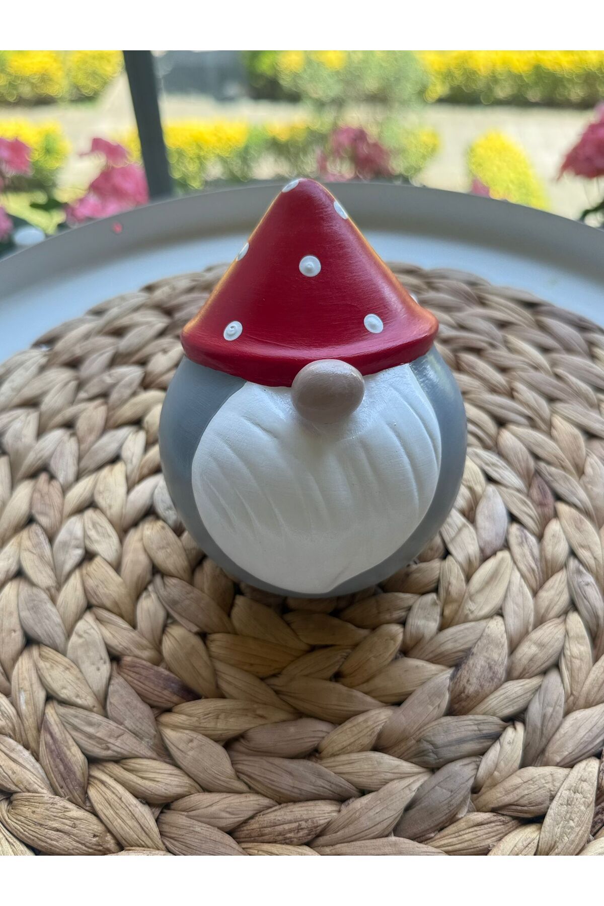 Candlebeedesign Seramik Dekoratif Kırmızı Gri Burnuk Cüce