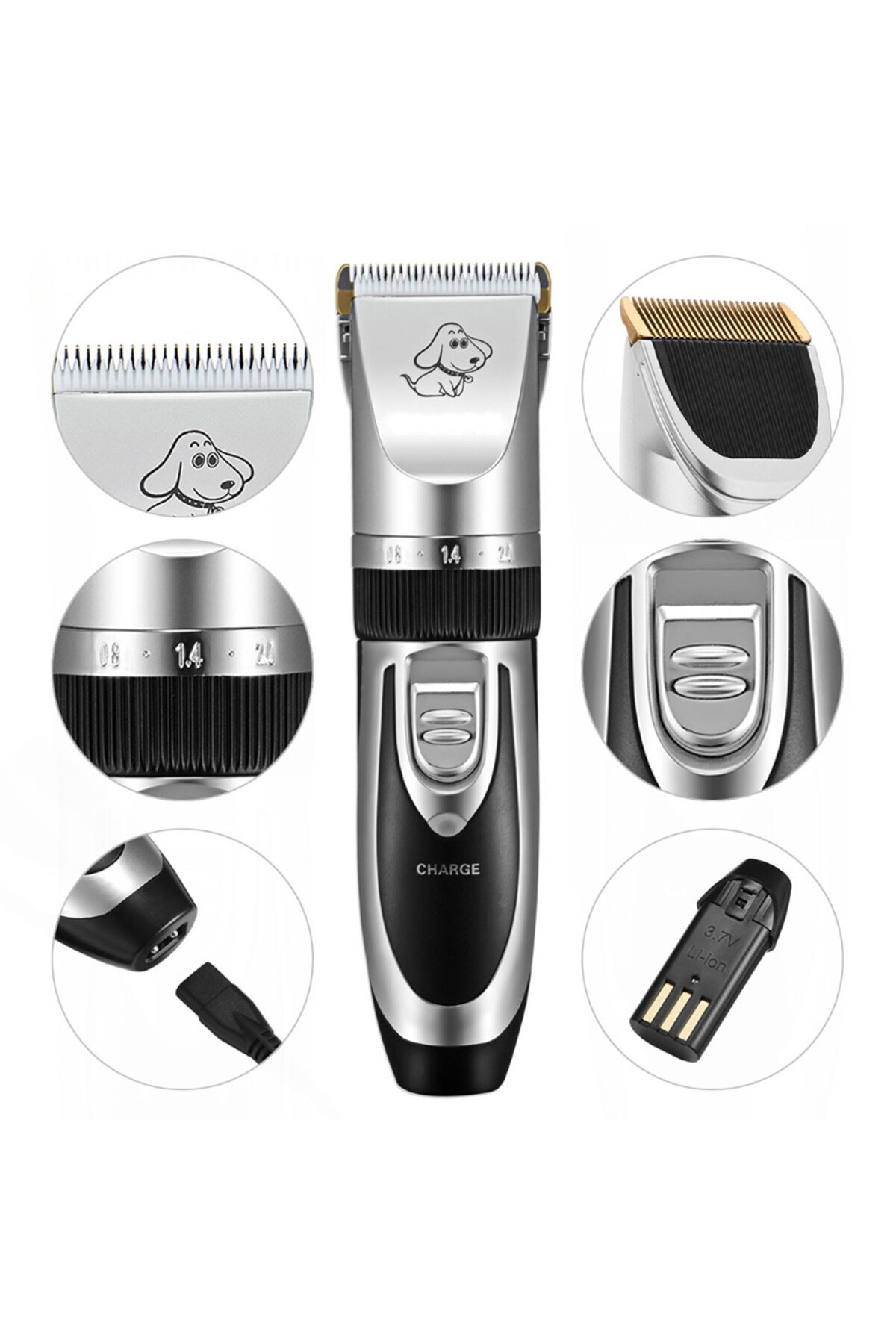 OEM-Professional Dog, Cat or Other Animal Clipper Set, cordless, Titanium/Ceramic, scissors included 2