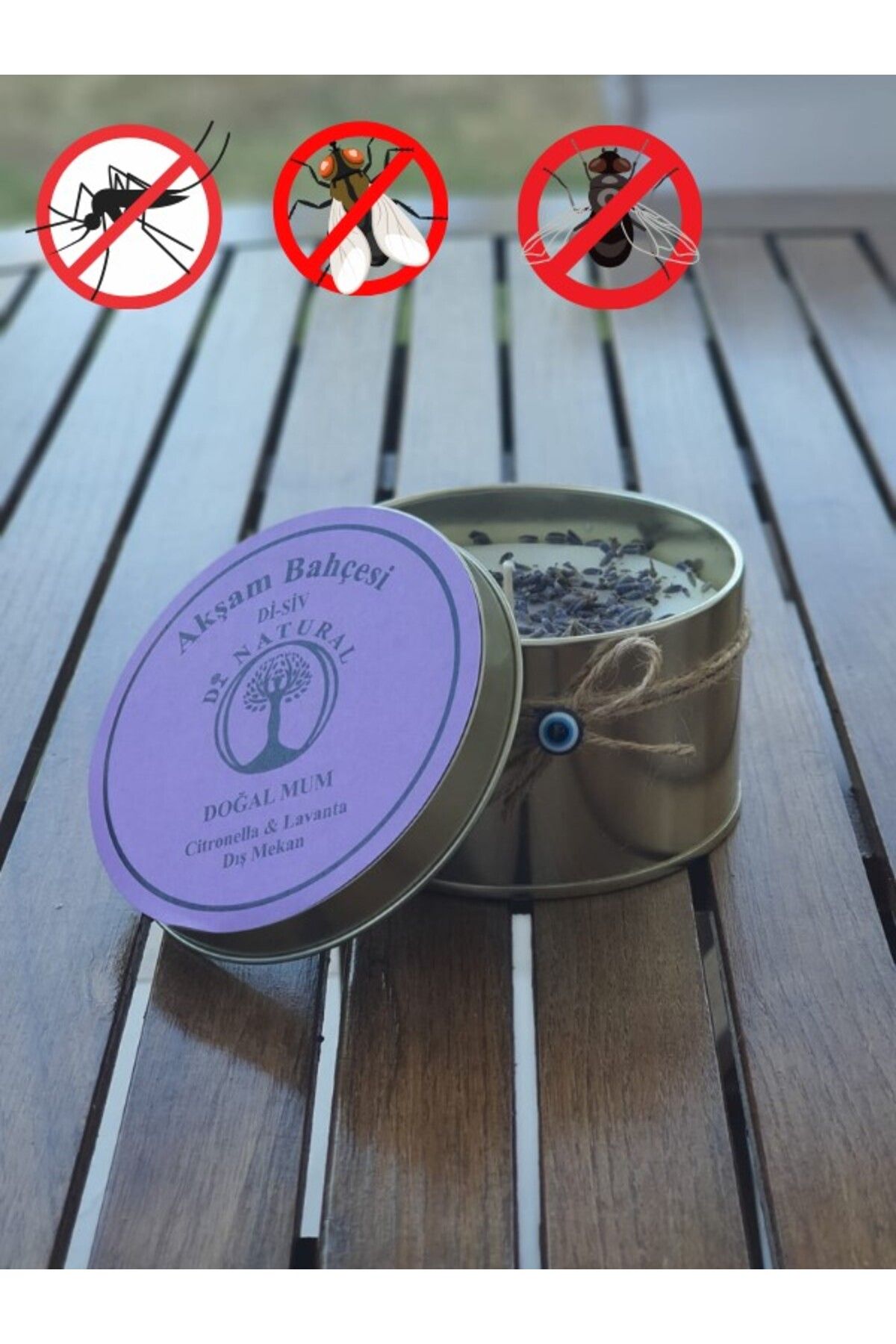di naturel Akşam Sefası Citronella Sivrisinek Kovucu Mum Dış Mekan 280 gr